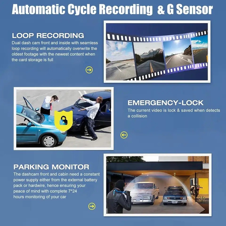 HD WiFi Dash Car DVR Camera W/ Rear View Night Vision Loop Recording G-Sensor
