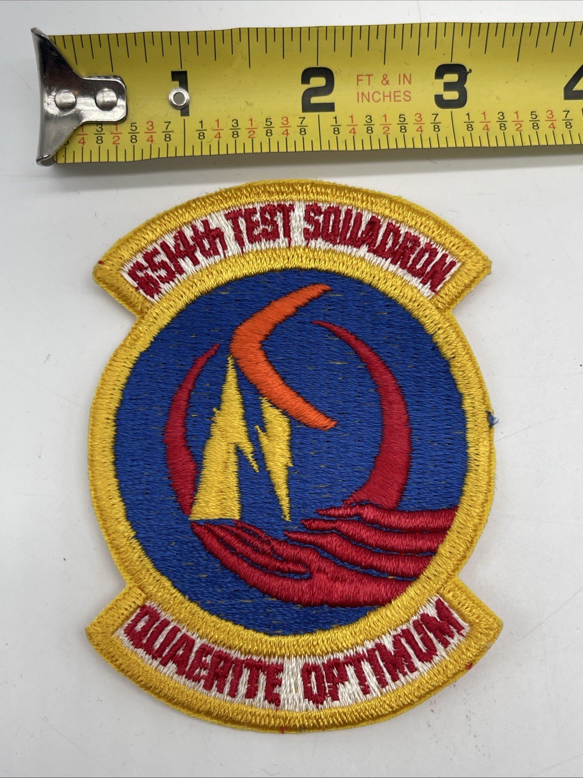 U.S. Military 6514th Test Squadron Patch Insignia QUAERITE OPTIMUM Cut Edge