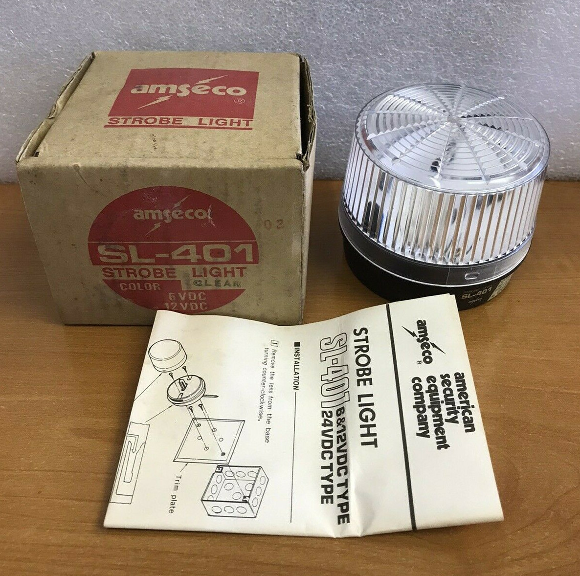 Amseco Sl-401 Clear Strobe Light 6-12 Volt Security System Vintage Made in Japan