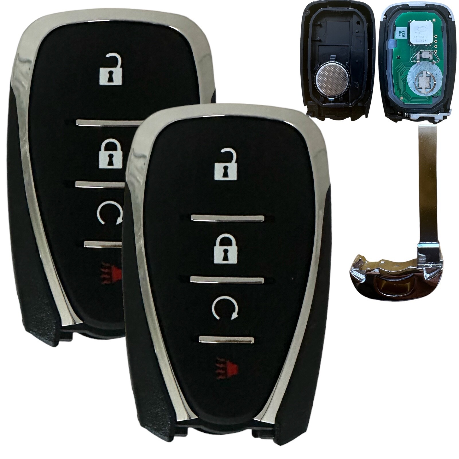 2 NEW 2022 2023 CHEVROLET BOLT 4 BUTTON REMOTE START KEY FOB 13535665 HYQ4ES