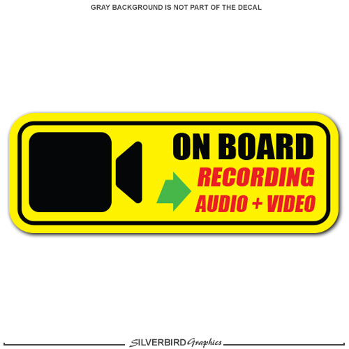 On board recording sticker warning caution vehicle car safety video audio notice