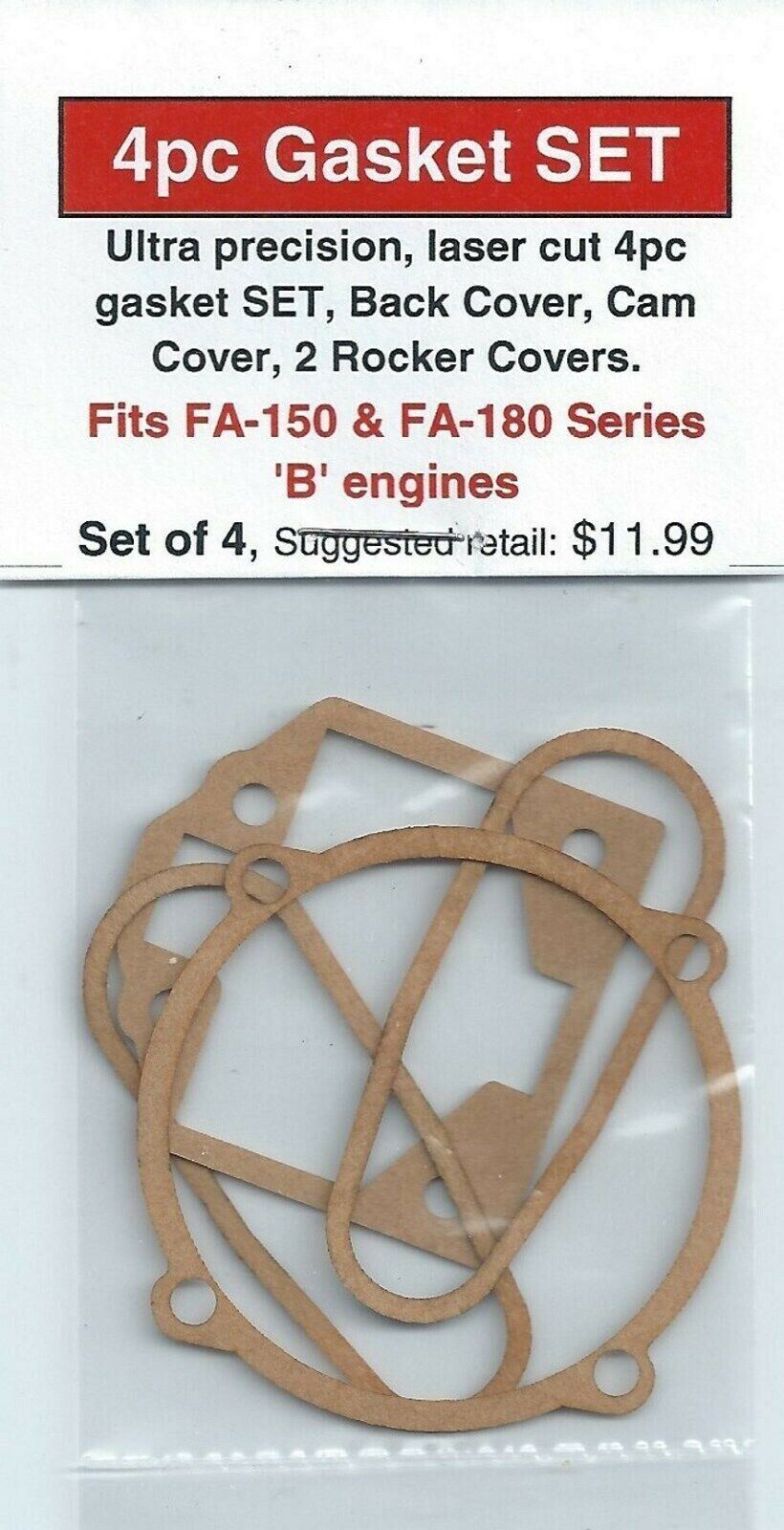 Aftermarket 4pc Gasket SET fits Saito FA-150, & FA-180 Series 'B' Engines-NIP