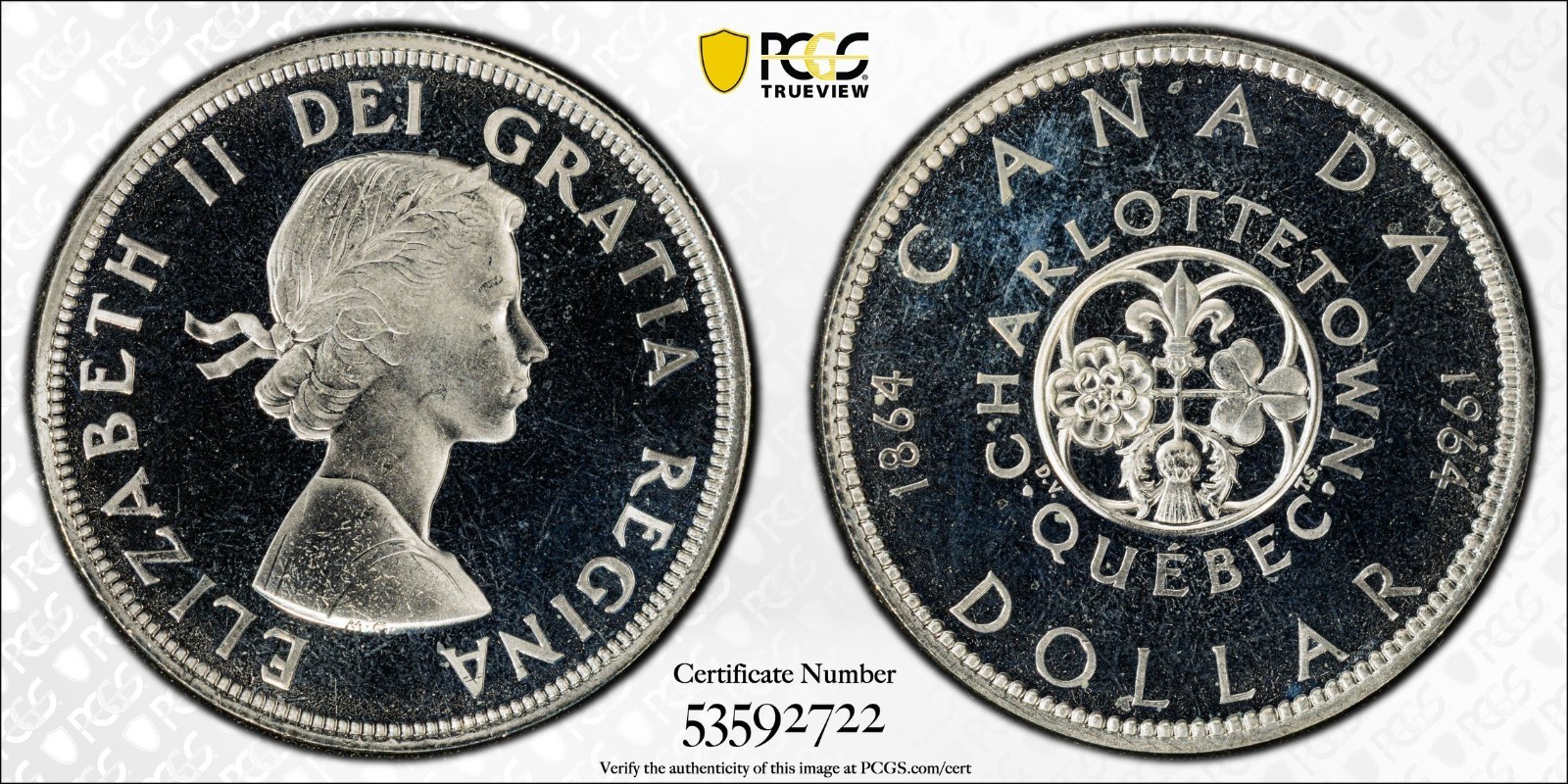 1964 Canada silver $1 PCGS PL66CAM