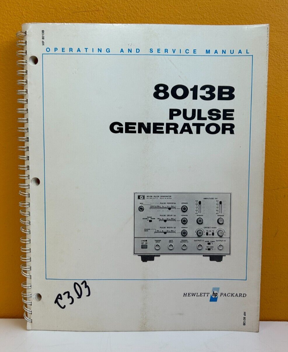 HP/Agilent 08013-90006 1977 Model 8013B Pulse Generator Operating & Ser. Manual.