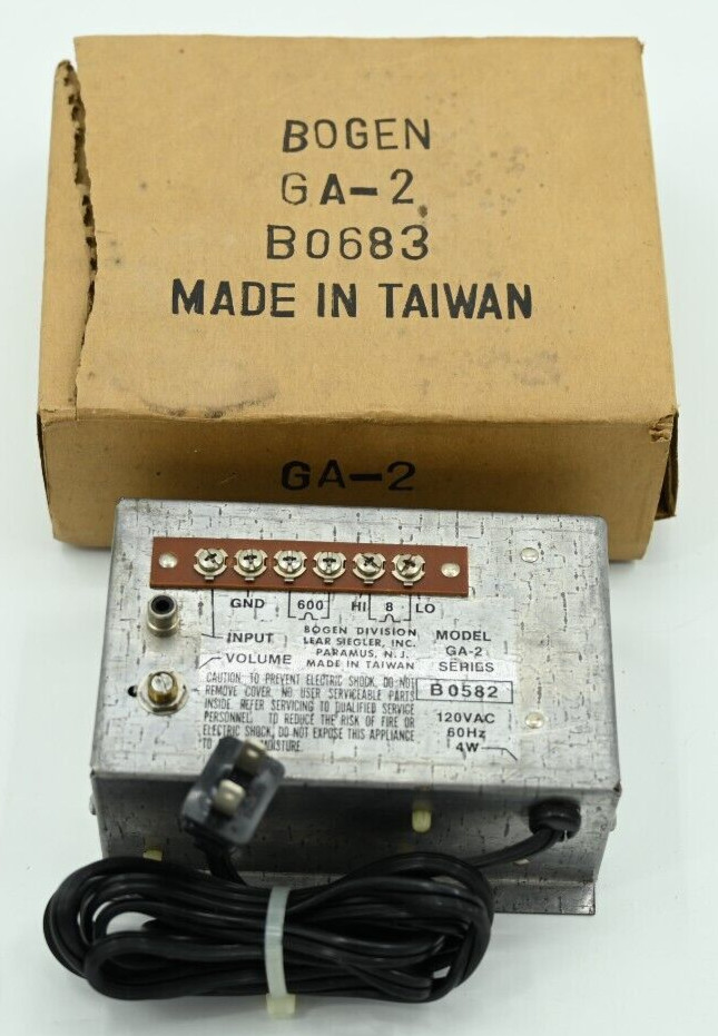 BOGEN COMMUNICATIONS Audio Amplifier Model GA-2 with Box/Manual