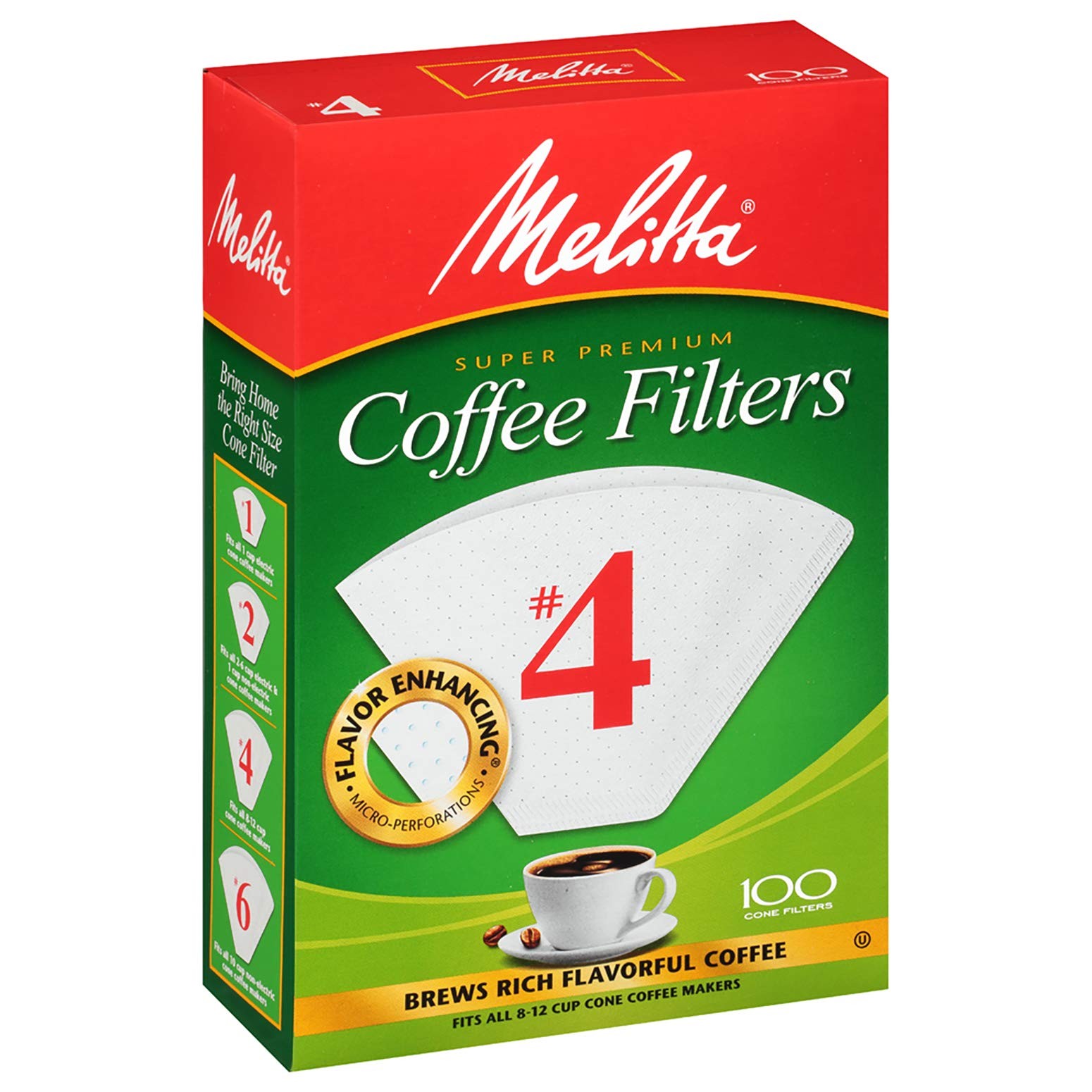 Melitta 4 Cone Coffee White 100 Count Pack Of 12 1200 - May Vary