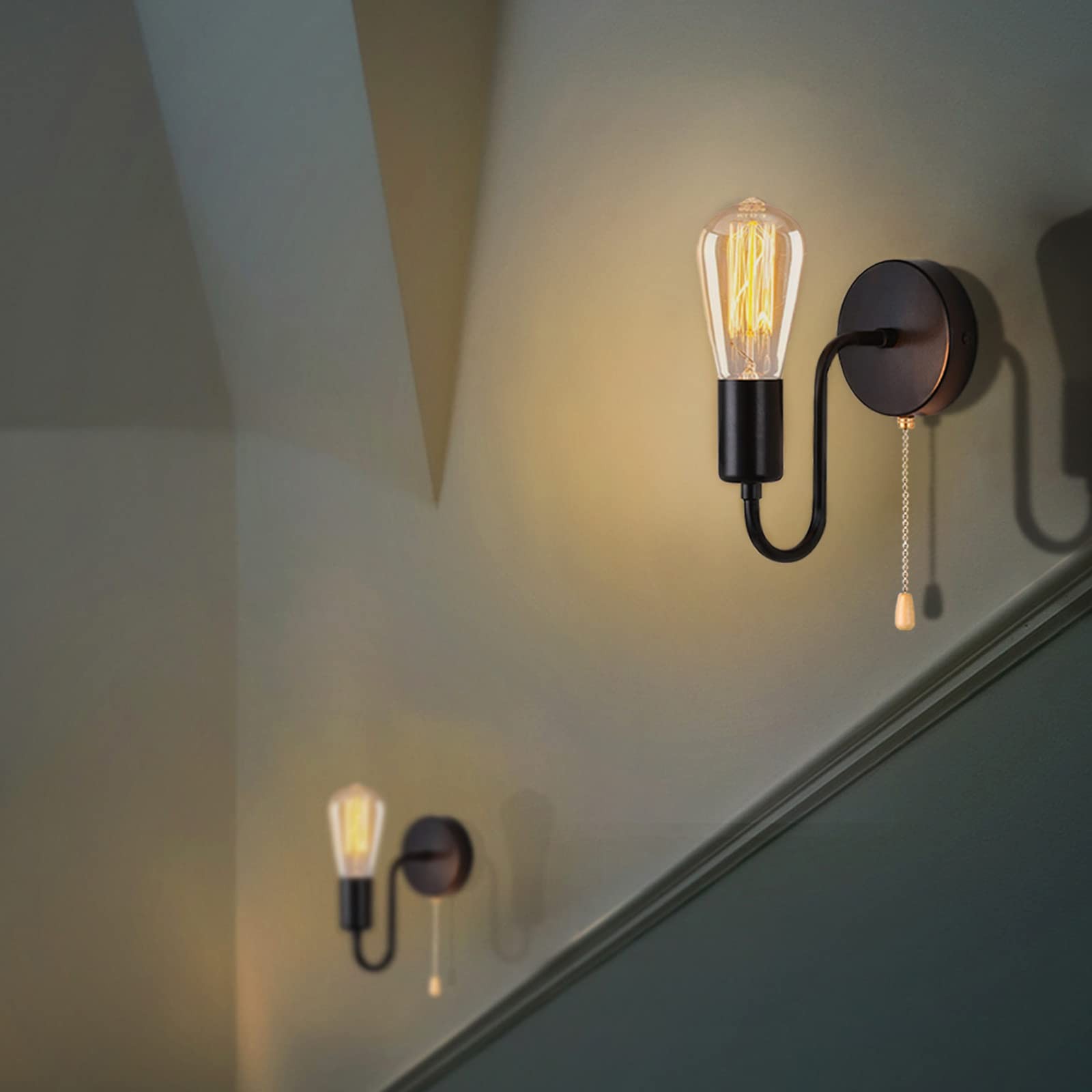 Pull Chain Wall Sconce Light Vintage Wall Lights Fixture Retro E26 Farmhouse