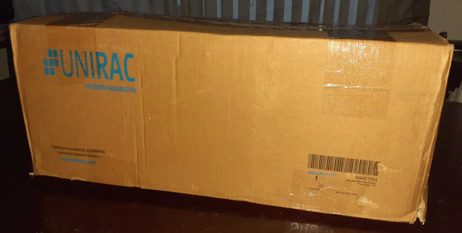 UNIRAC 004CT5H Pro Series SOLARHOOKS 30 count box sealed, new, never used