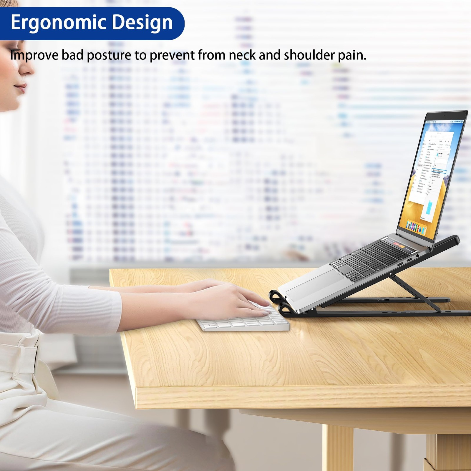 BESIGN LS01 Pro Ergonomic Laptop Stand, Plastic Riser, Portable Black