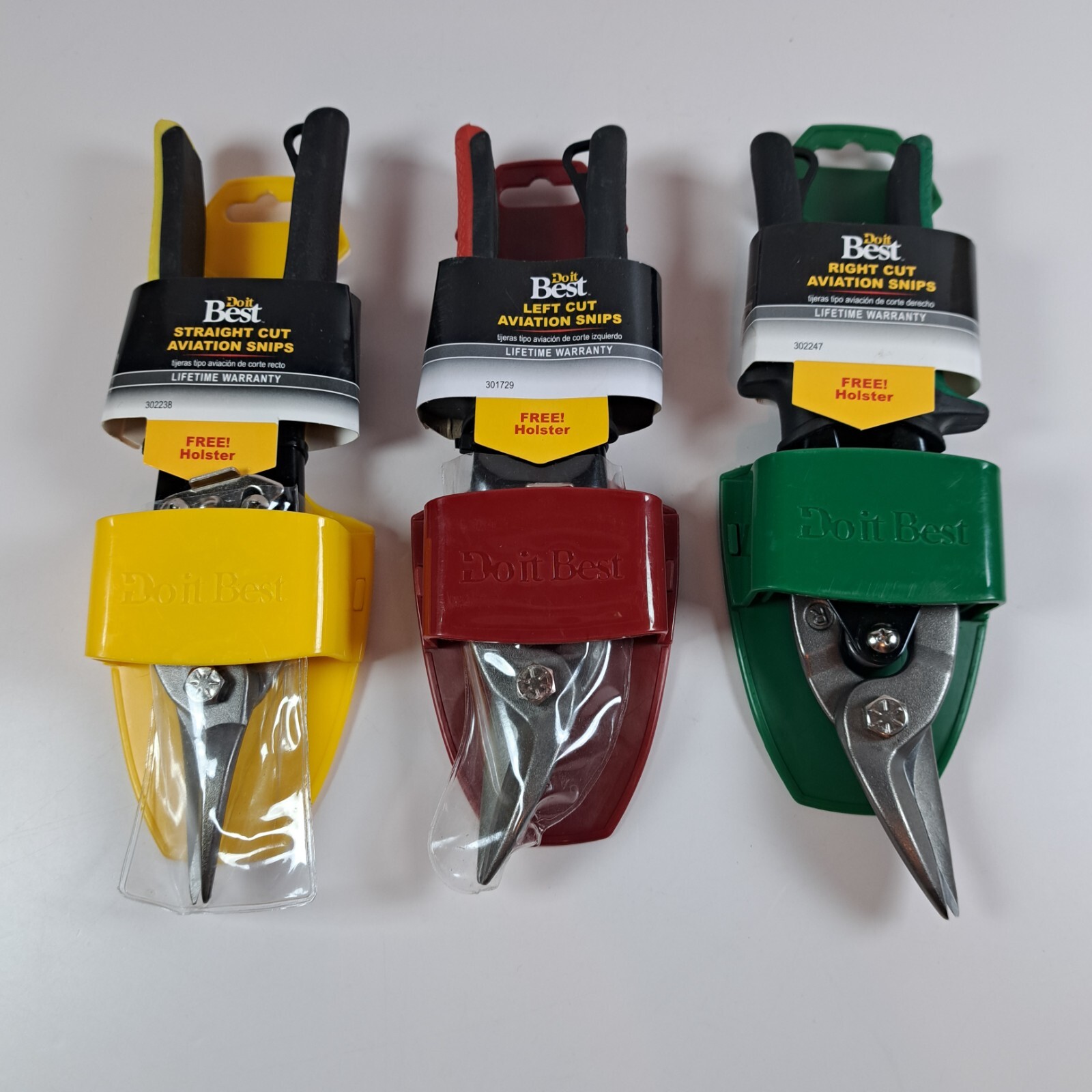 Do It Best Aviation Snips with Holsters Straight Left Right Cut 10" Set/3