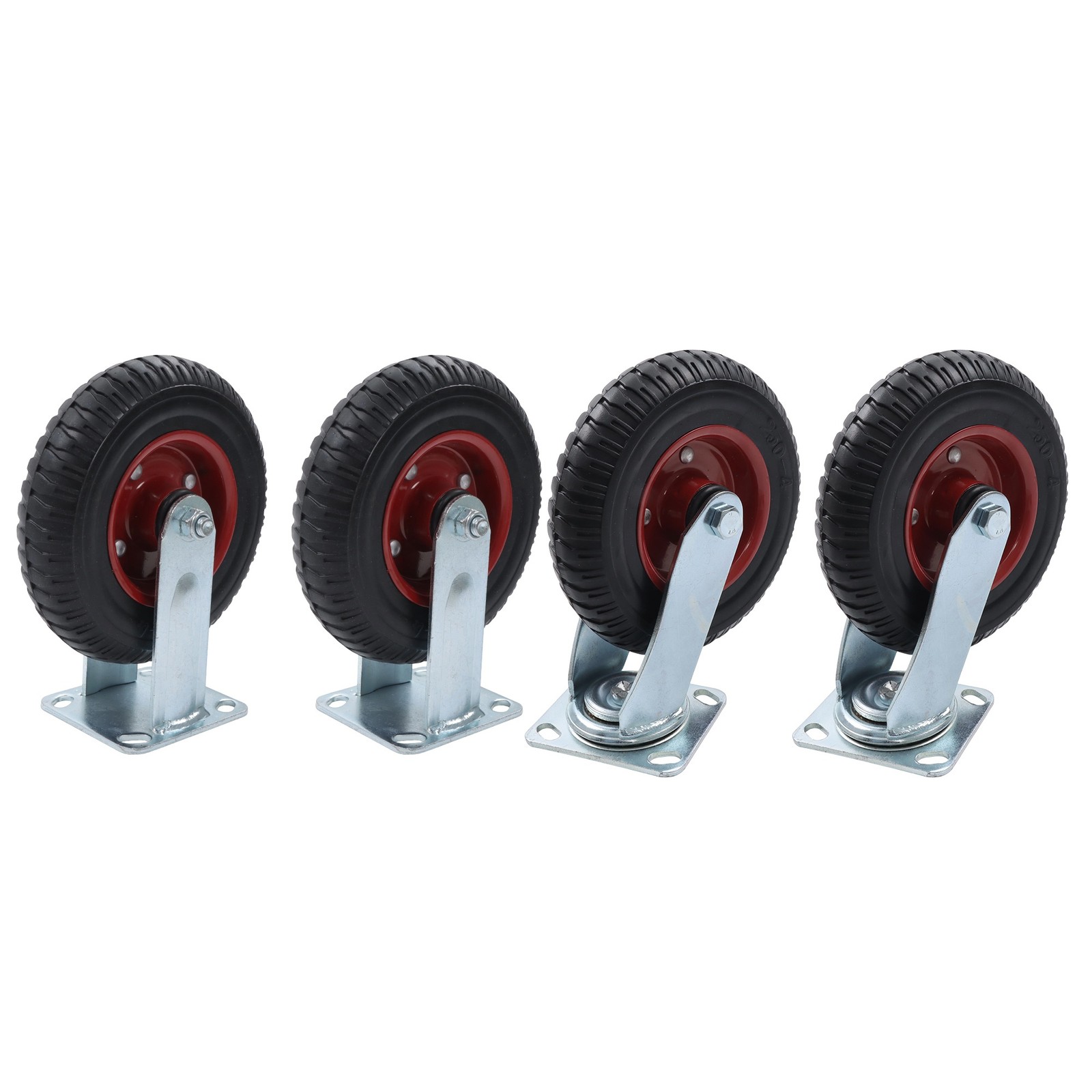 4 Pcs 8" Caster Wheels Heavy Duty Industrial Castors 2*Swivel + 2*Fixed Rubber