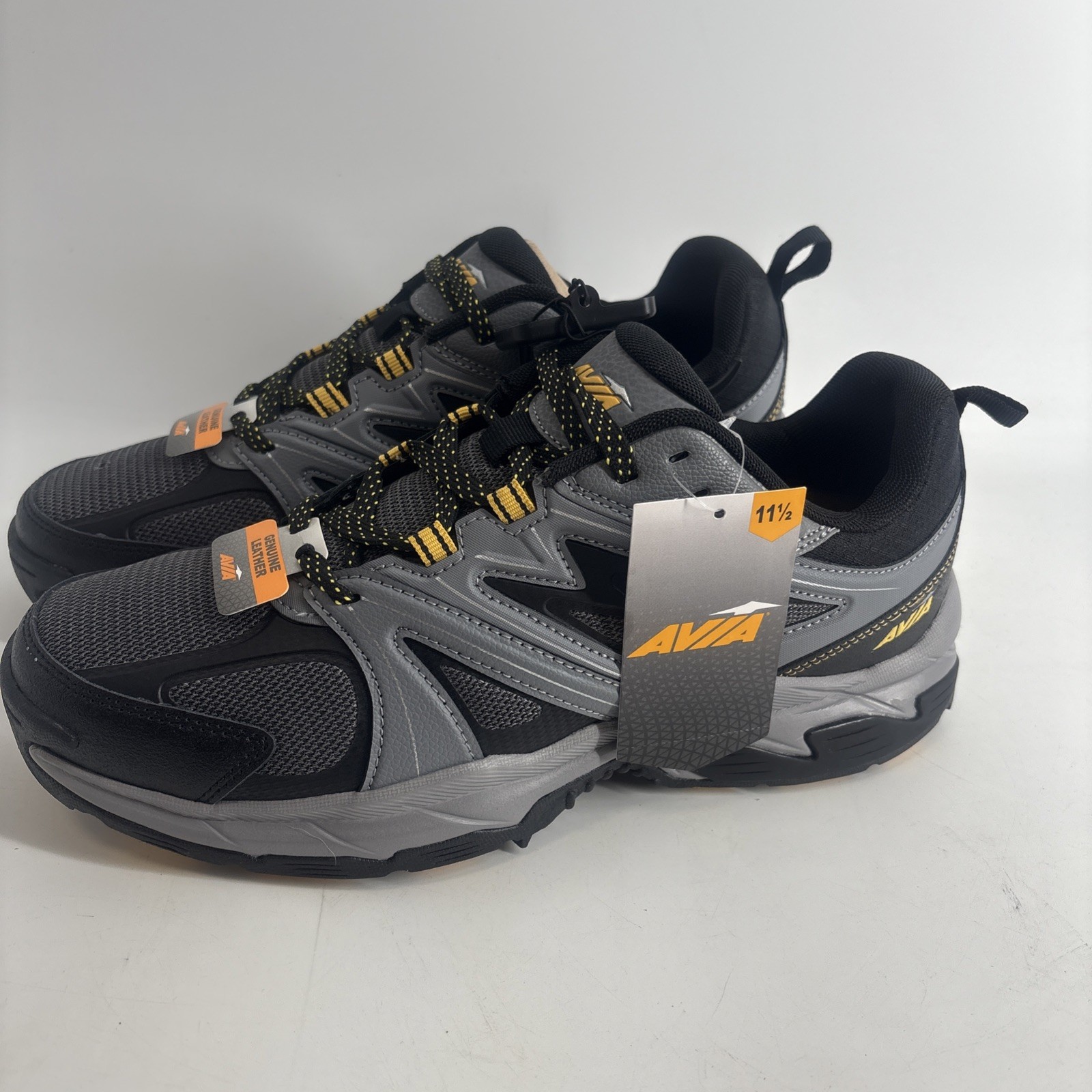 Avia Men's 11 W  Talus Hiking Shoes Black Gray Leather Size 11.5 New New New