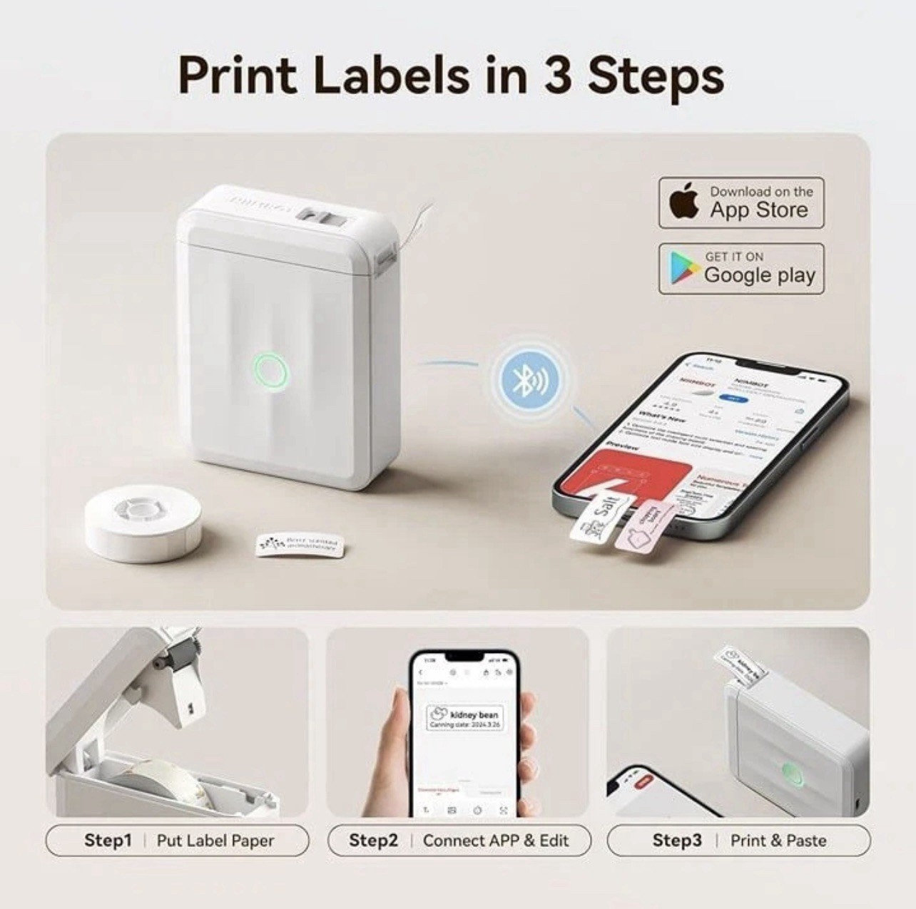 Nimbot D110 Bluetooth Label Maker Portable Wireless Thermal Printer for iOS/Andr