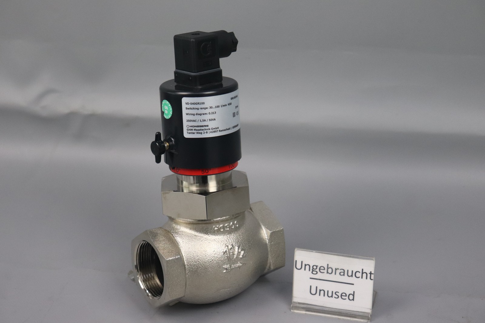 Honsberg VD-040GR100 Flow Monitor 30-100 l/min 250VAC 1.5A 50VA Unused