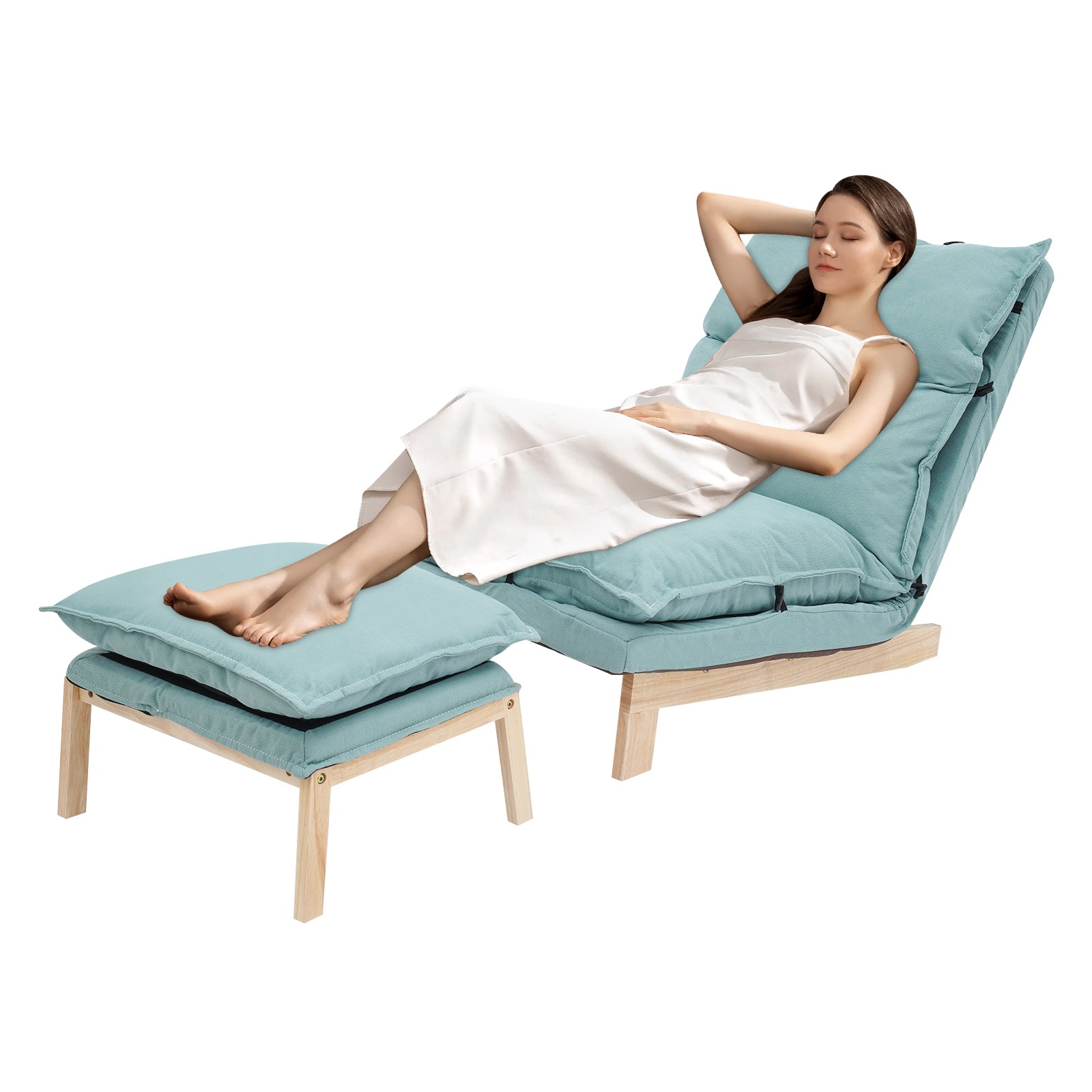 Leisure Balcony Adjustable Recliner Green Single Lazy Sofa Lounge Chair