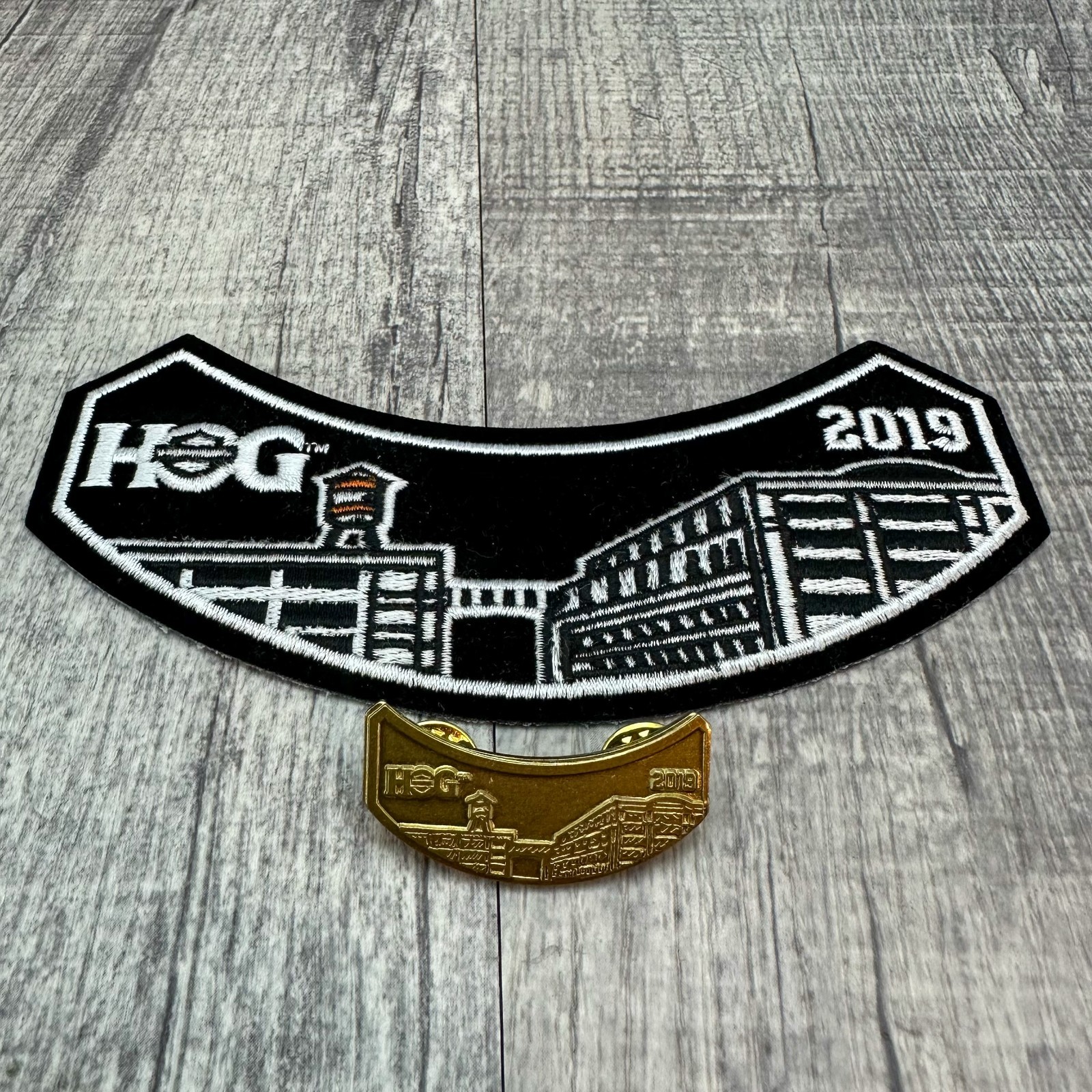 2019 Harley Davidson Collectible HOG Group Owners Rocker Patch and Pin Set NEW