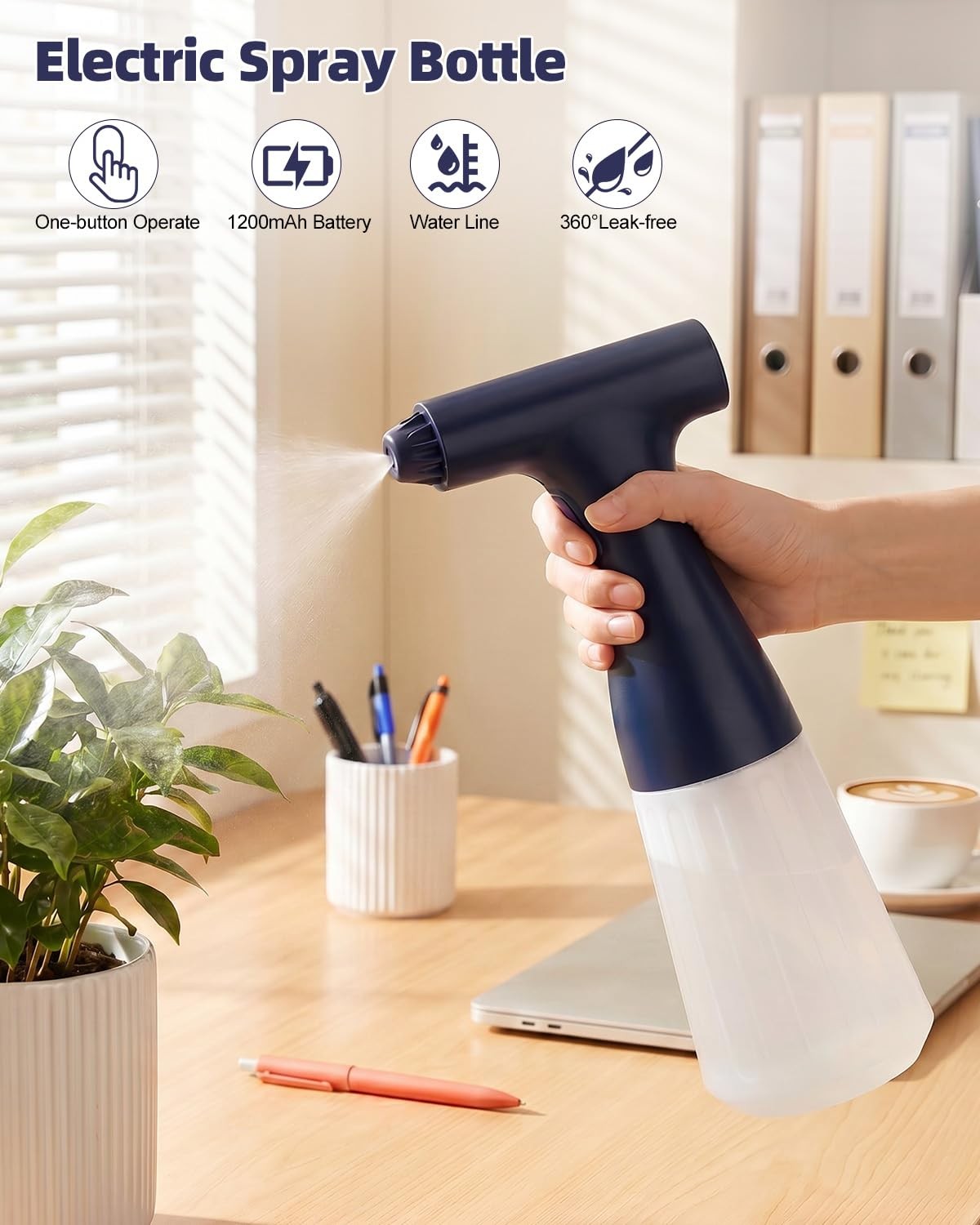 Wedama Electric Spray Bottle, 17 oz Empty Spray Bottles Automatic Spray Bottl...