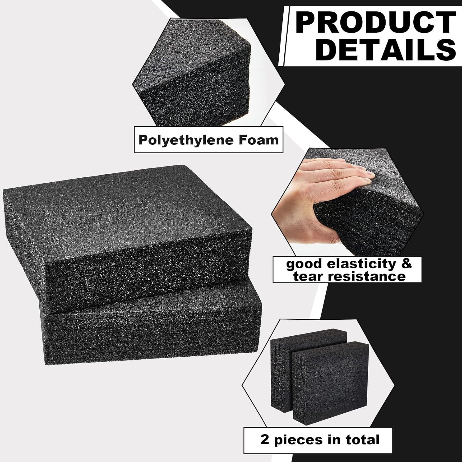Versatile Black Polyethylene Foam Sheets - 2 Pcs, Cuttable for Custom Needs!