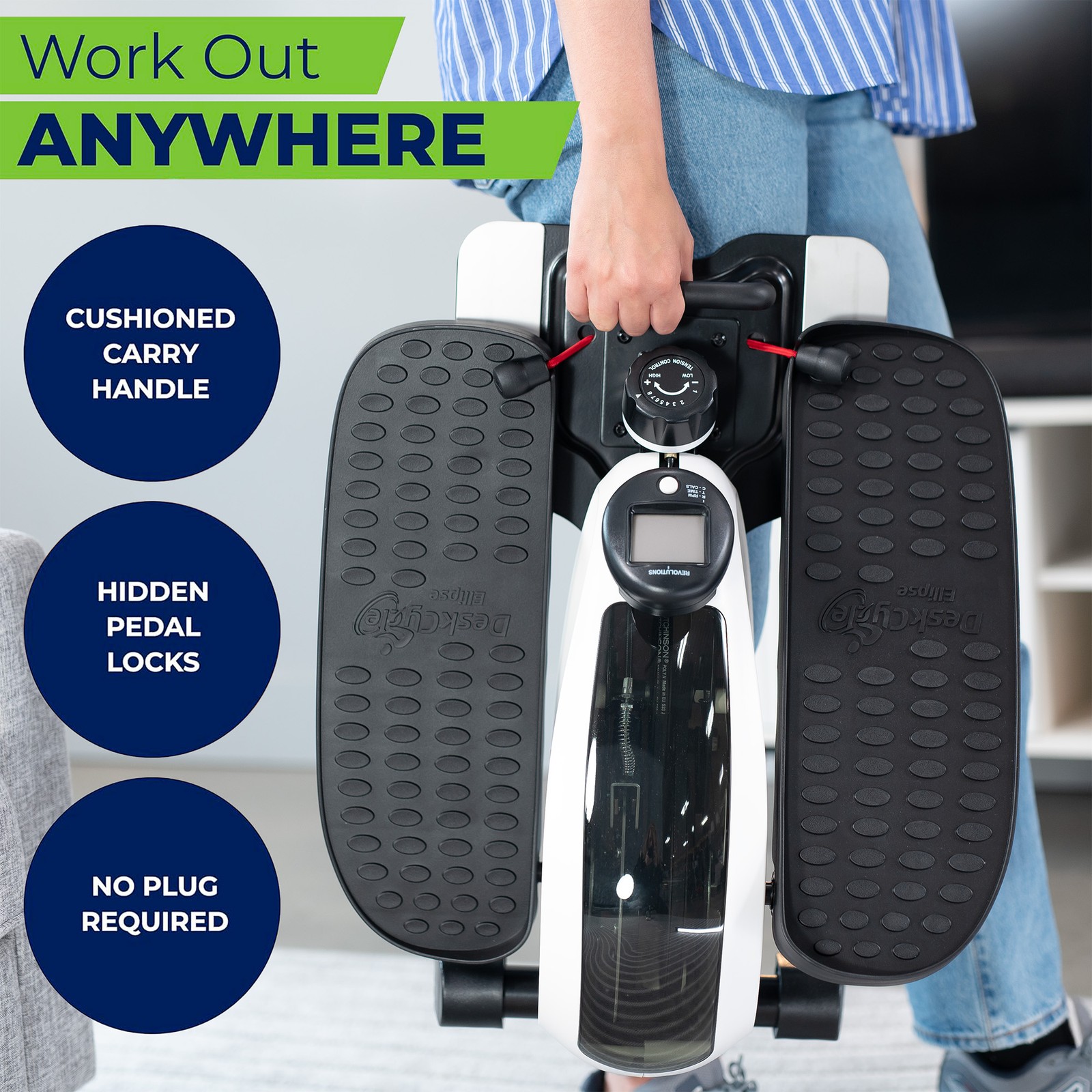 DeskCycle White Ellipse Leg Exerciser - Under Desk Elliptical Machine