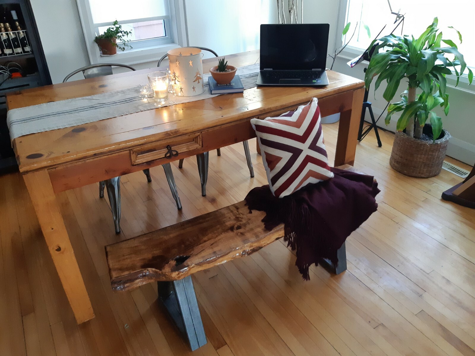 Patio Bench | Garden Bench | Plant Stand | Deck Bench | Rustic Live Edge Bench