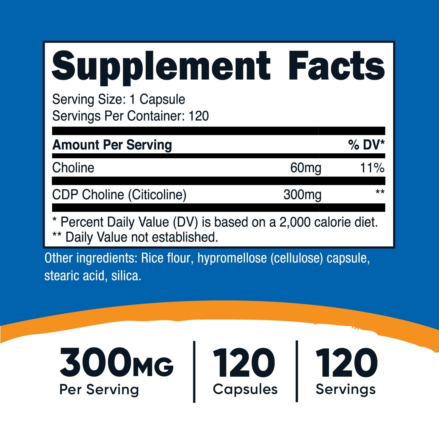 Nutricost CDP Choline (Citicoline) 120 Capsules - 300mg