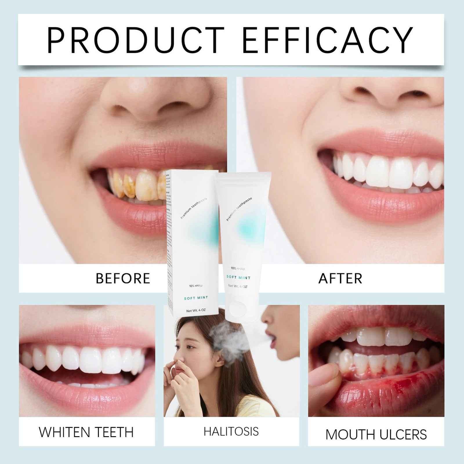 Something Nice Zero Pro Hydroxyapatite Toothpaste 120g Fluoride Free Mint Flavor