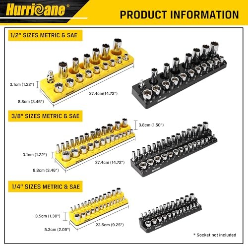 Magnetic Socket Organizer Set Socket Holder Set Includes 1/4", 3/8", 6 Piece