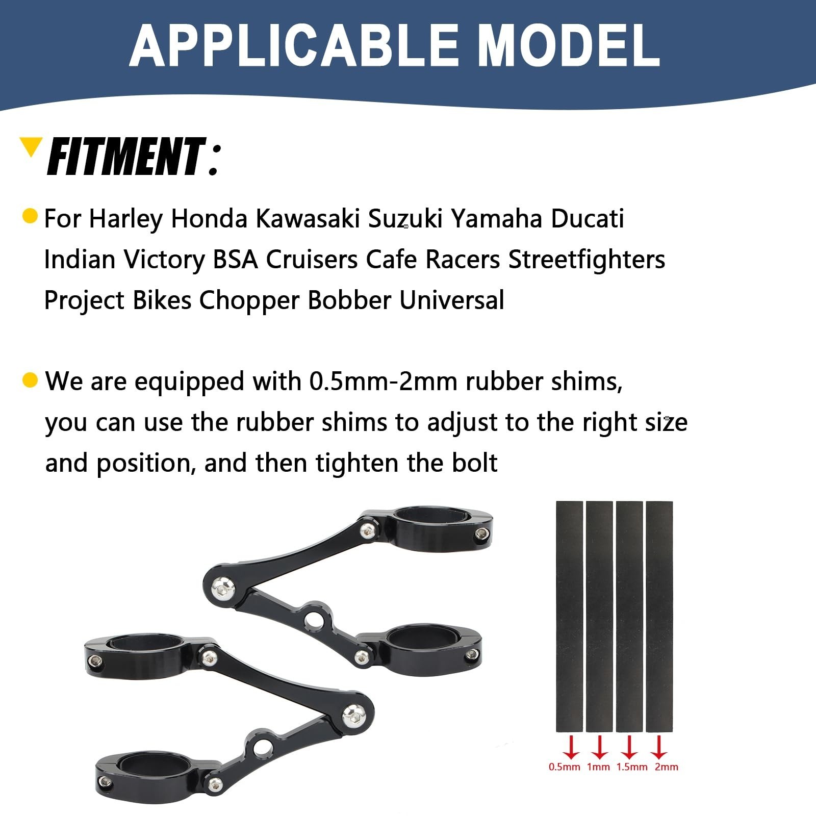 Universal Motorcycle Headlight Bracket 50-54mm Fork Brackets Mount Tube Clamp...