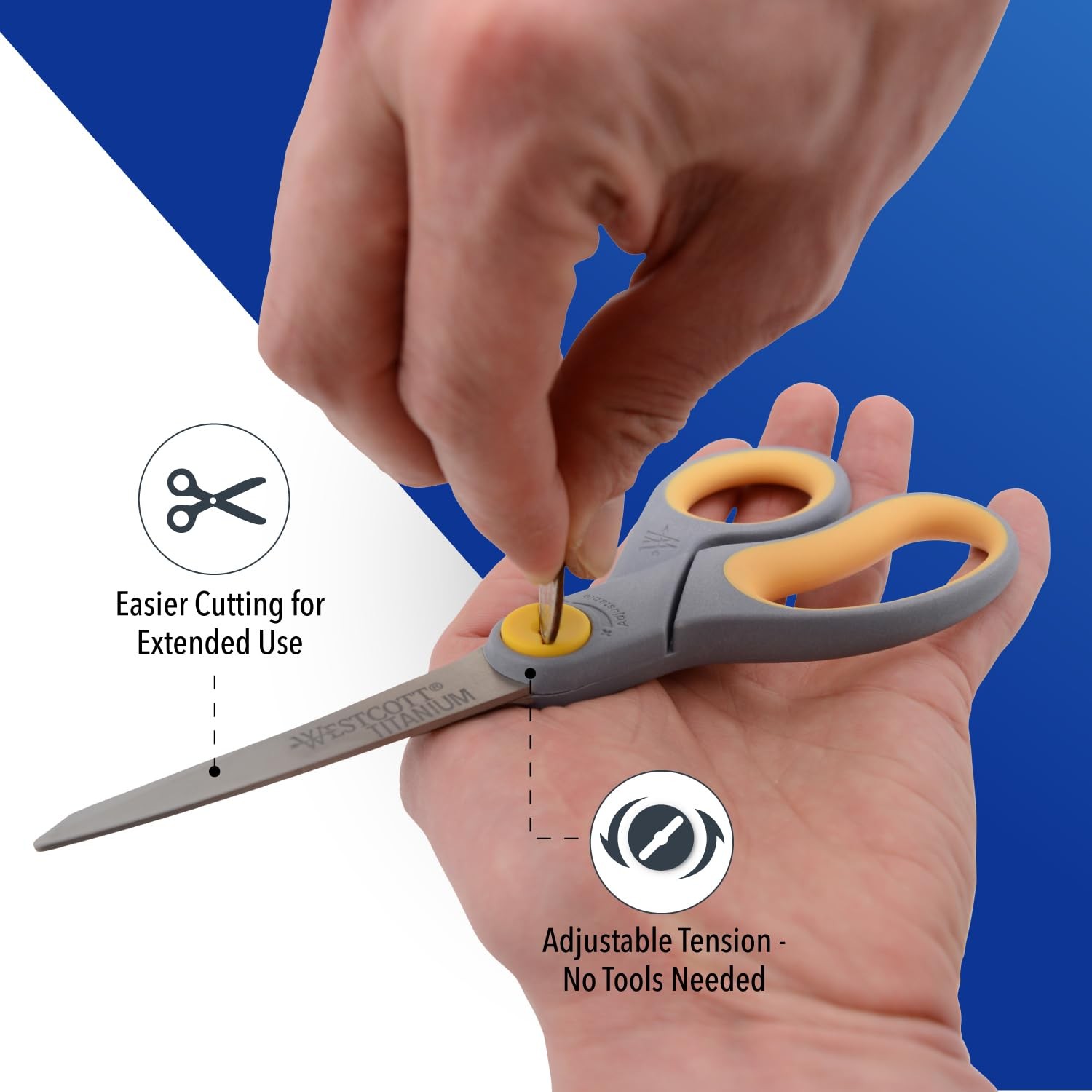 Westcott 8 Titanium Bonded Scissors Adjustable Glide And Soft Handle 2-Pack-