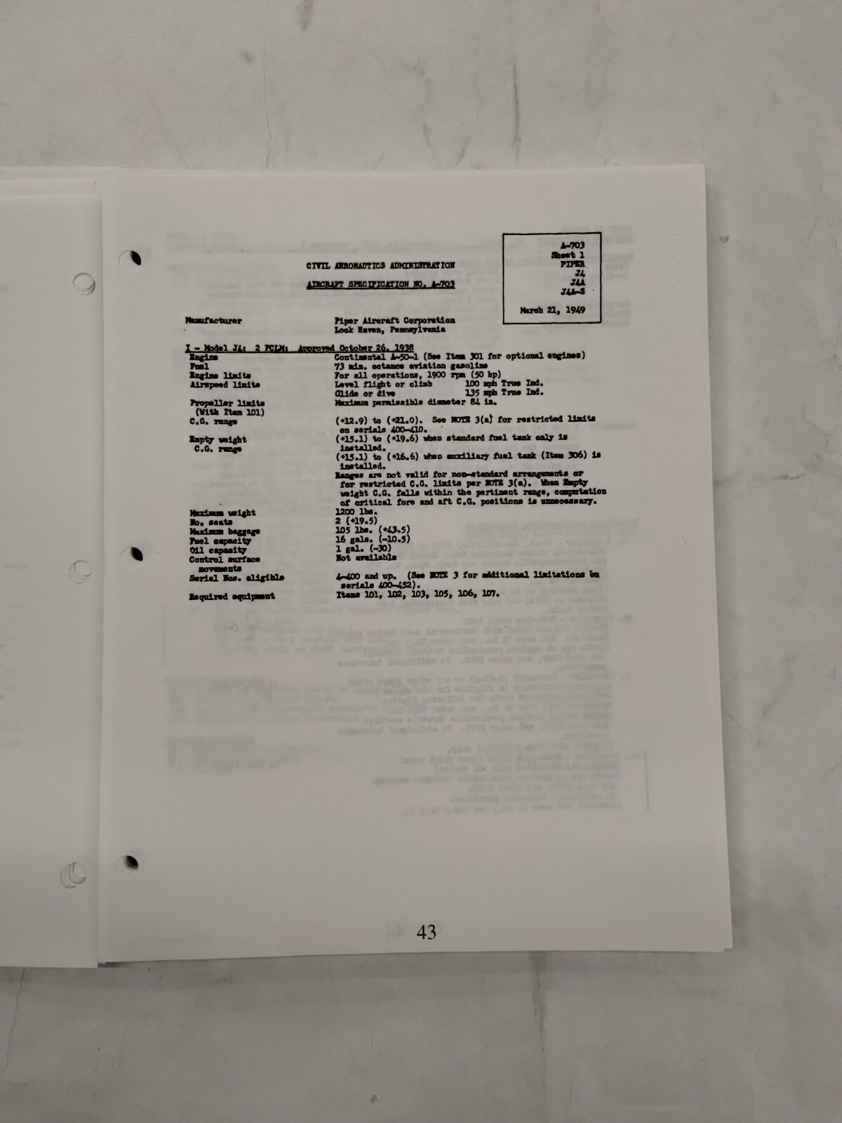 Piper Aircraft Type Specifications Manual-Copy