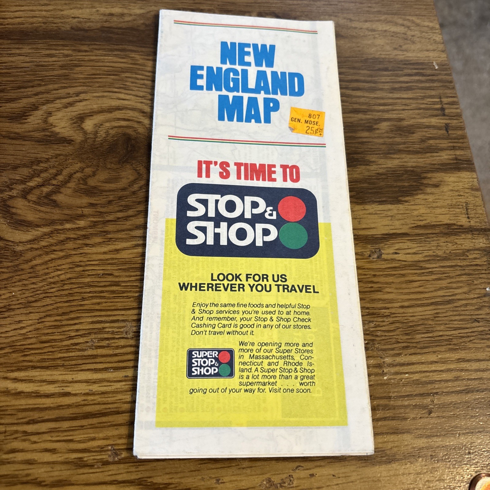 New England Map, Its Time to Stop & Shop Circa 1980s