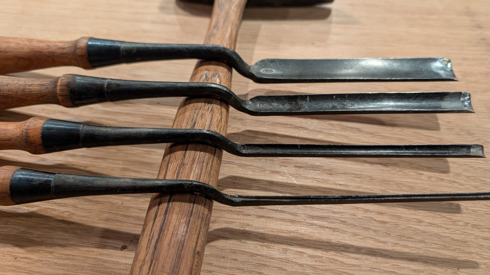 Set Of Four Japanese Kote Nomi Crank Neck Gouges