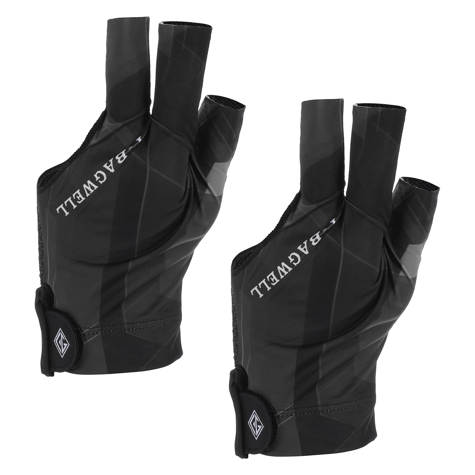 2 Pcs 3 Finger Pool Glove Left Hand, Billiard Gloves, Black Gray