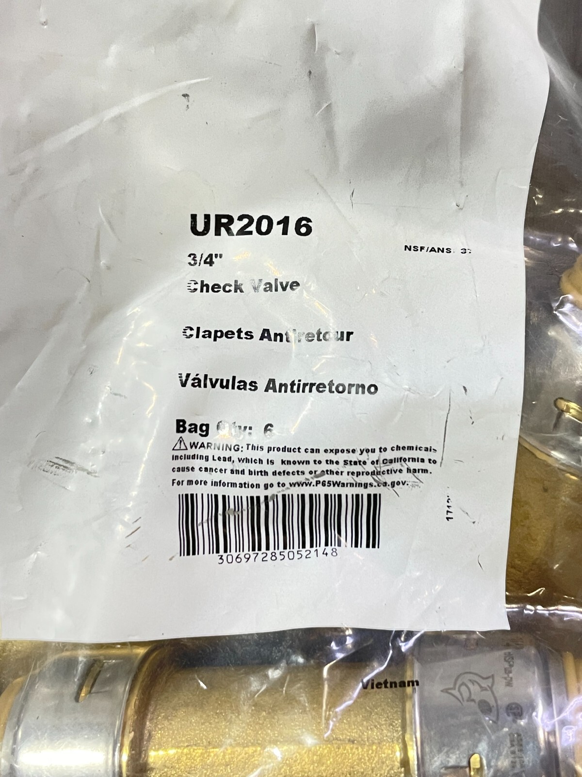 Bag Qty. 6 Sharkbite Max Ur2016 Check Valve 3/4"