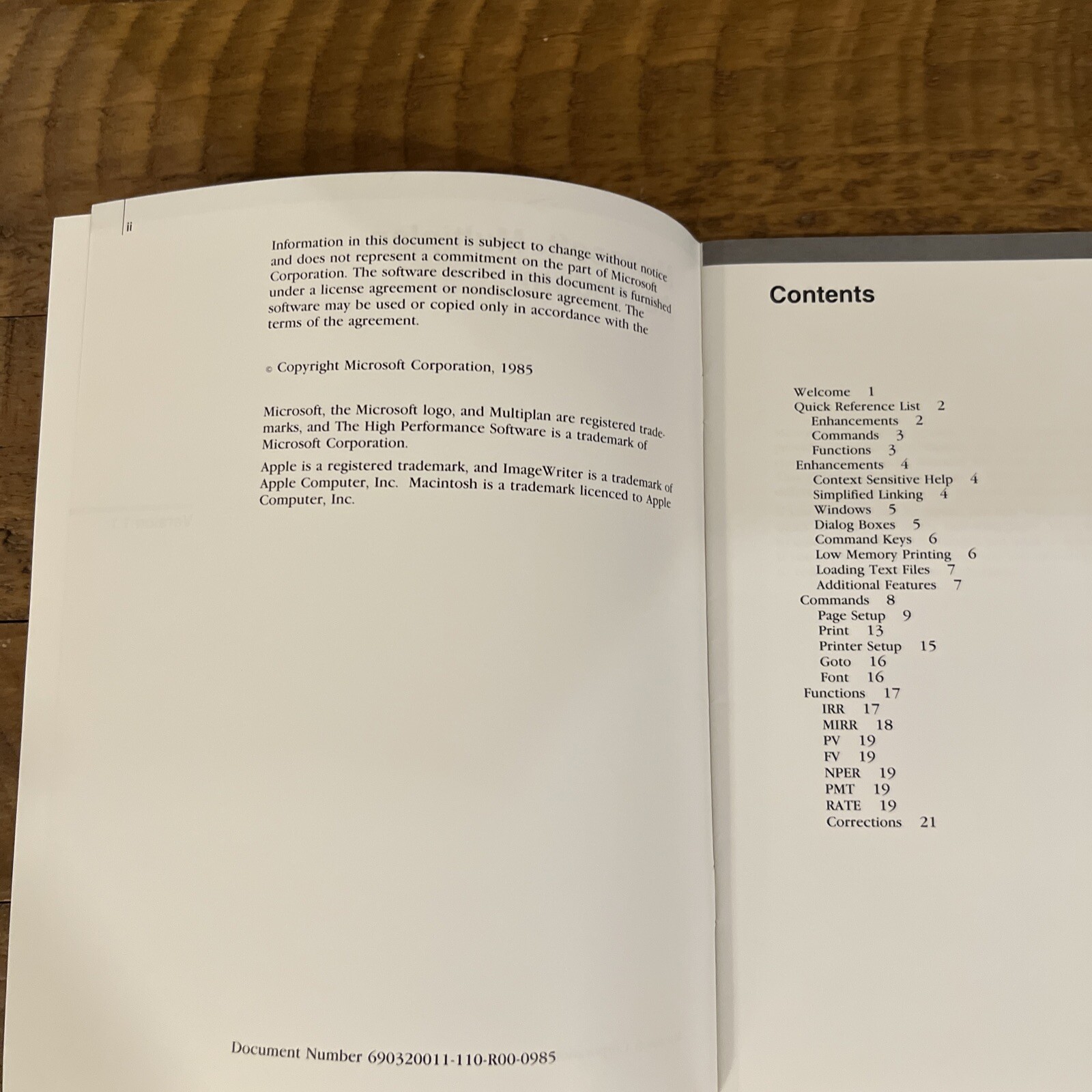 Vtg Microsoft Multiplan Electronic Spreadsheet Program Ver 1.1 Addendum Manual