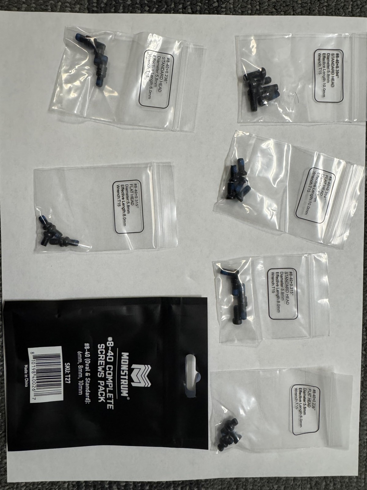 #8-40 Gunsmithing Screw Pack | 6mm, 8mm, and 10mm Length in Standard and Flat
