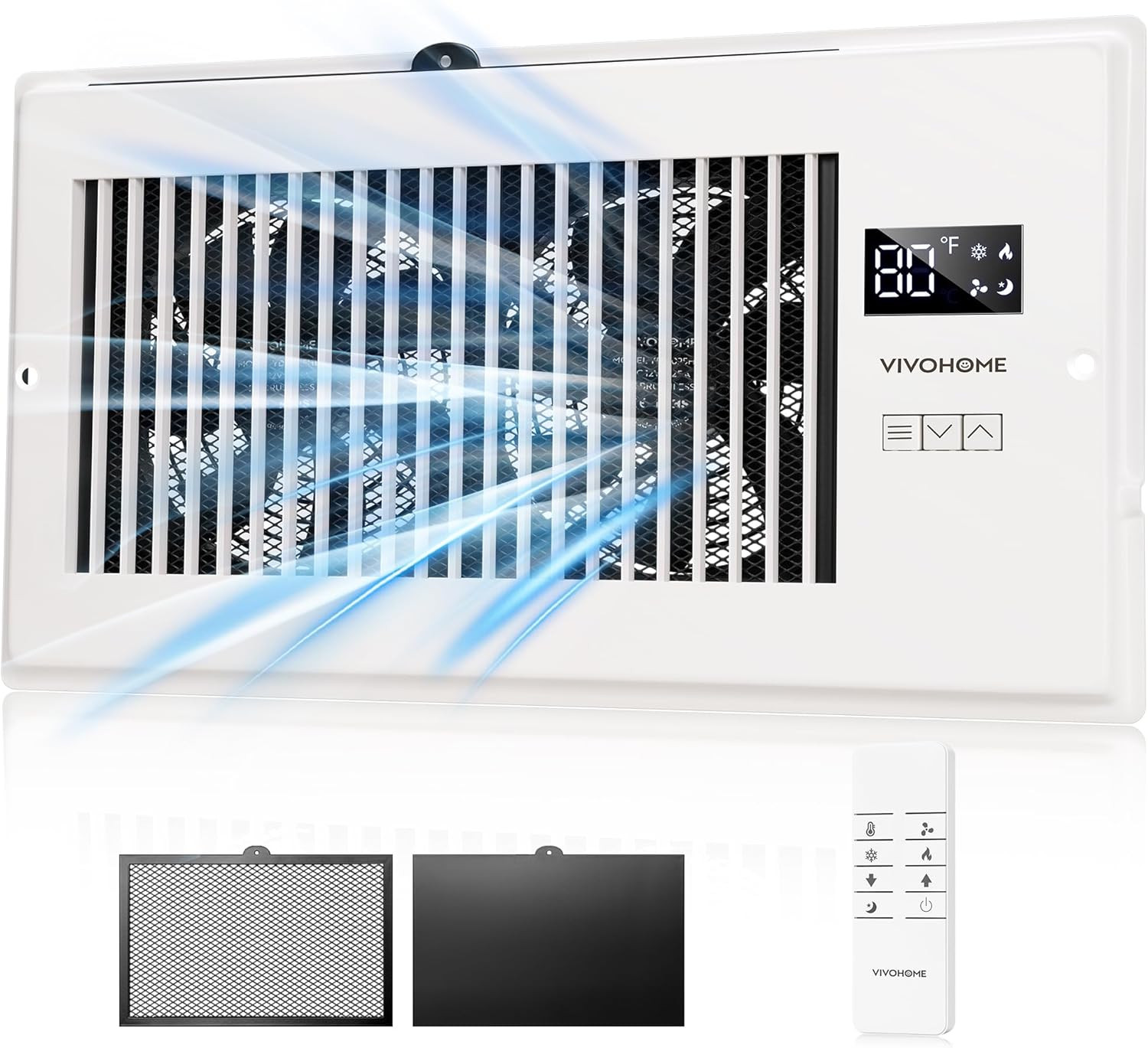 Quiet Register Booster Fan with Opening 6" X 12" - Smart Thermostat, 10-Speed Co