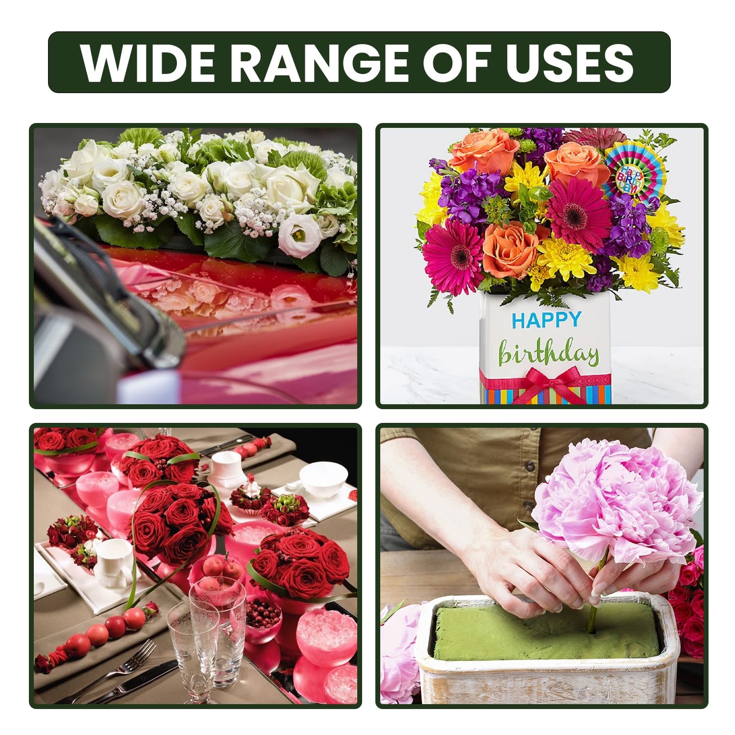 3 Pack Floral Foam Blocks 5.5" x 3.1" x 1.7" Wet and Dry Flower Foam for Flow...