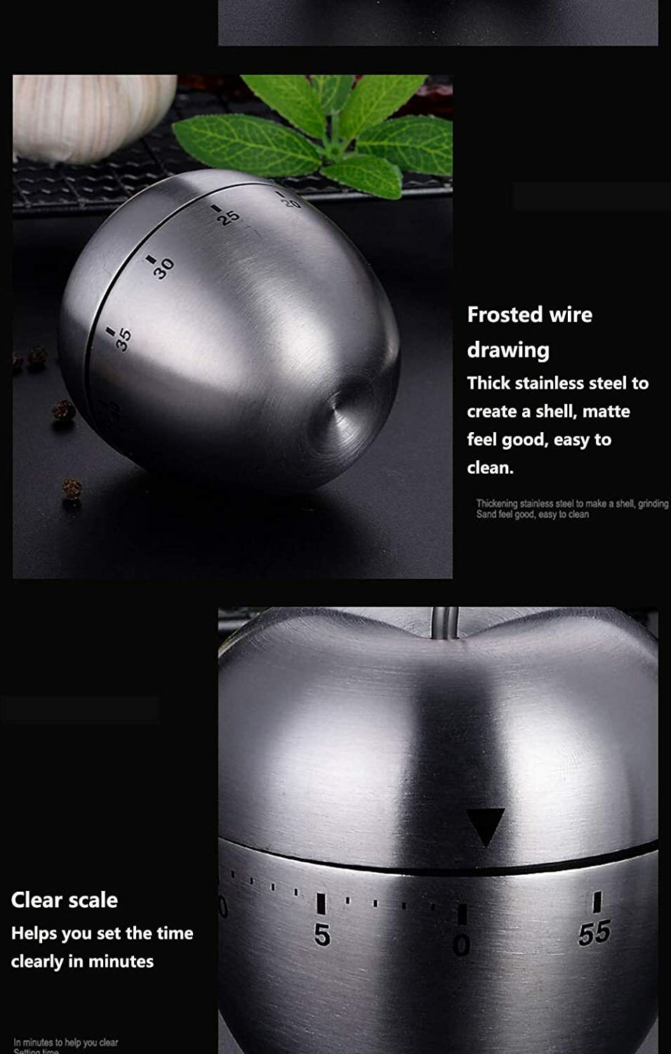 Apple Stainless Steel 60-Minute Kitchen Timer