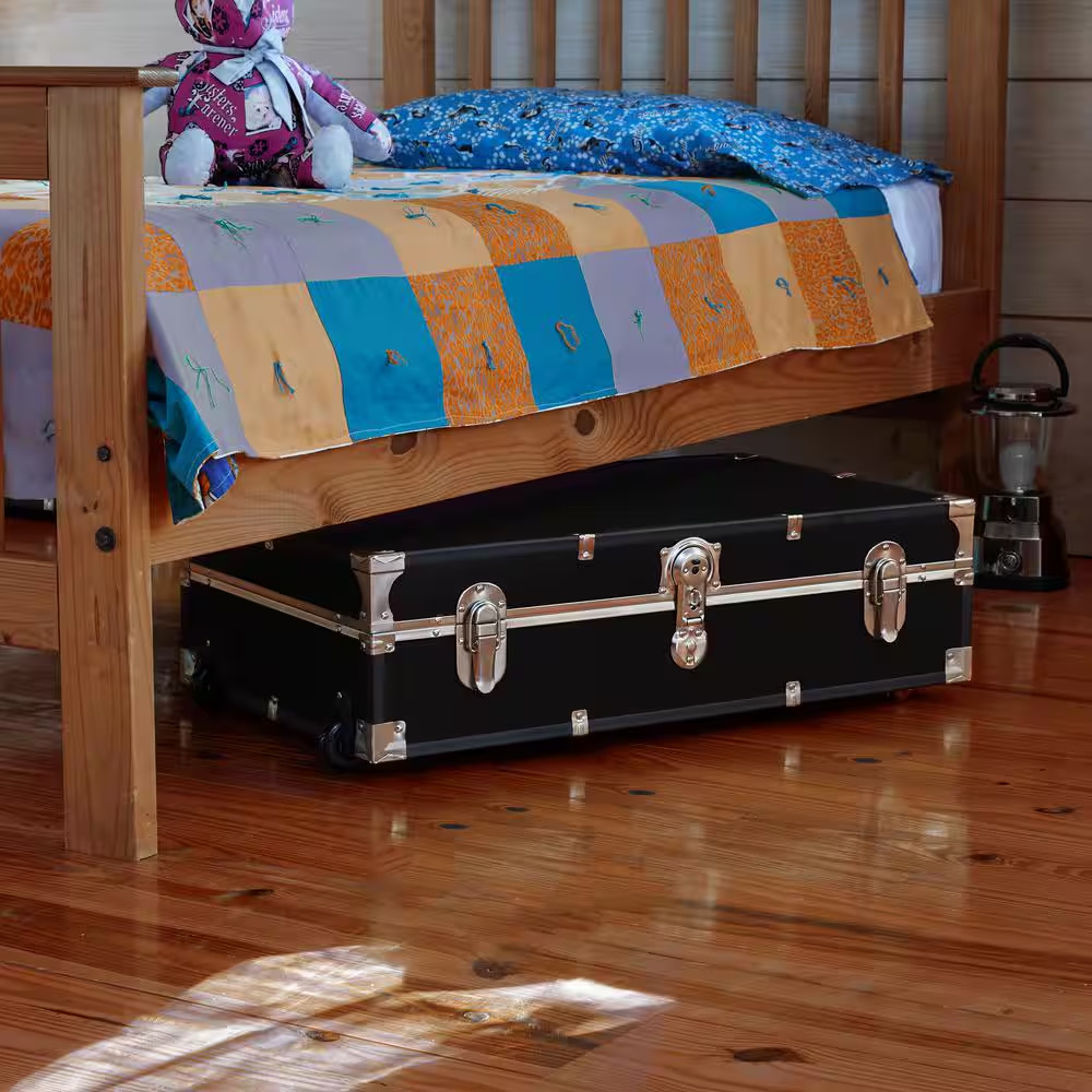 Under the Bed Footlocker Black Storage Trunk