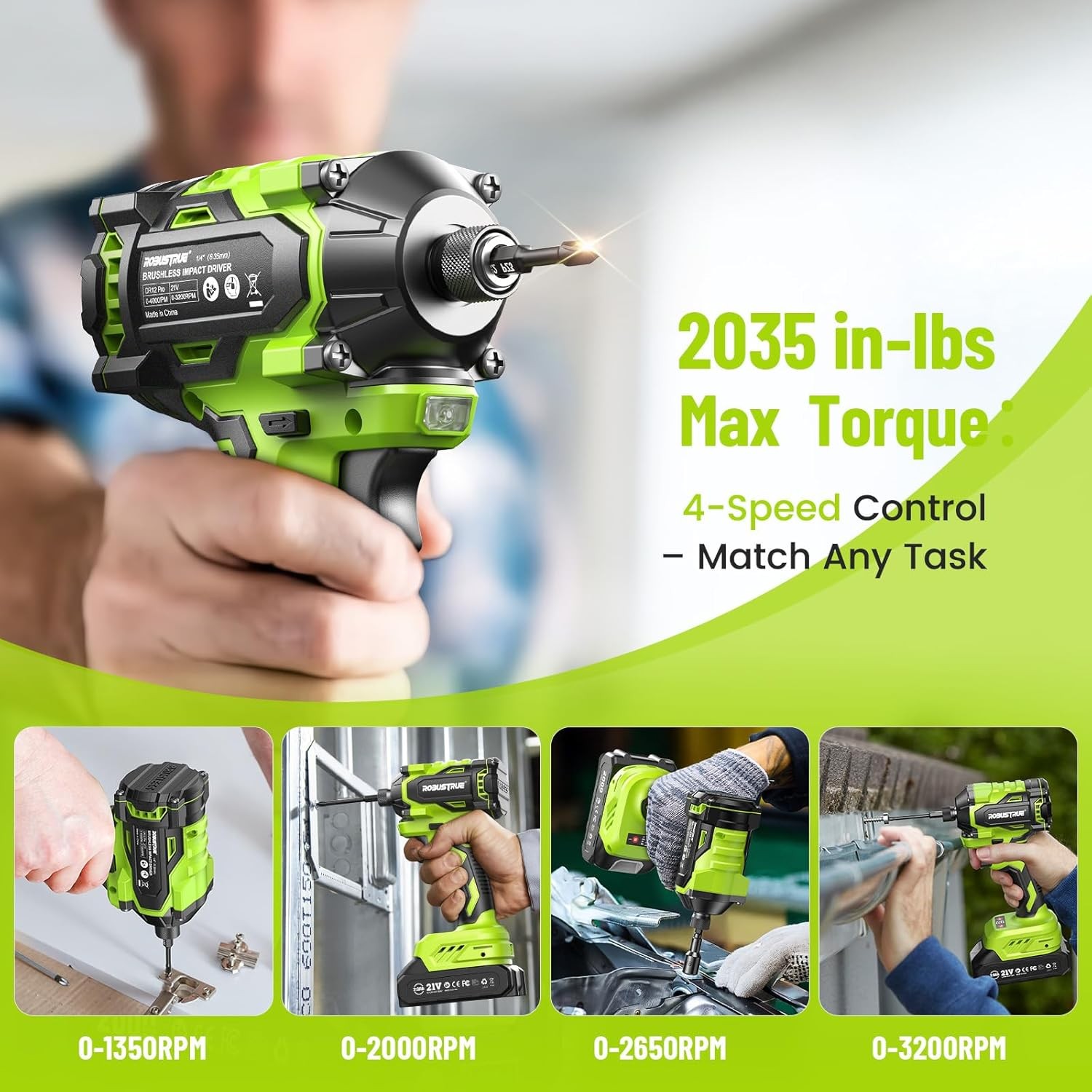 Robustrue 21V Cordless Drill & Impact Driver Combo Tool Set,