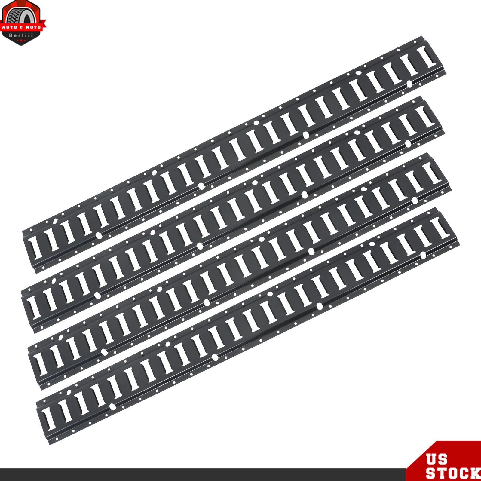 Black For Trailers 4-Piece Set Universal Fitment 4' E Track Tie Down Rail Kit
