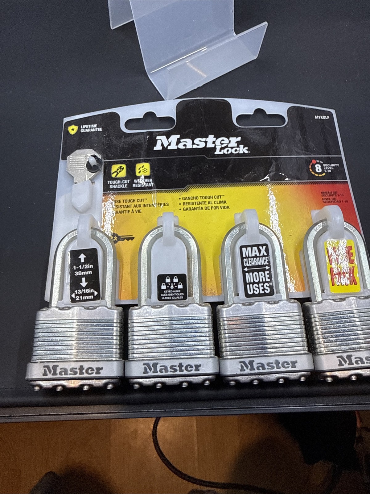 Master Lock 4-Pack 1-3/4" Laminated Steel Padlocks w/2 Keys - M1XQLF Brand New!
