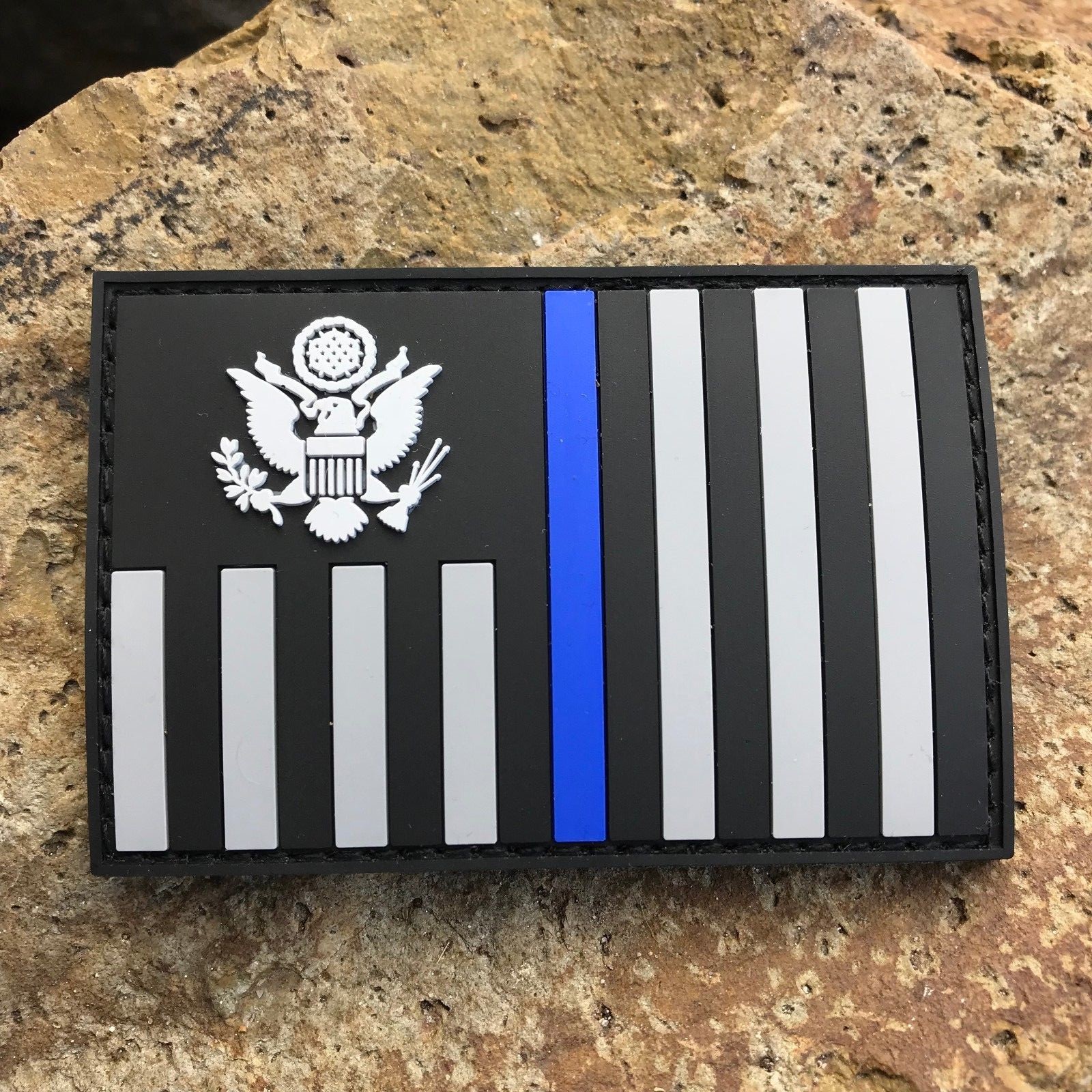 Thin Blue Line Subdued US Customs and Border Protection Ensign Flag PVC Patch