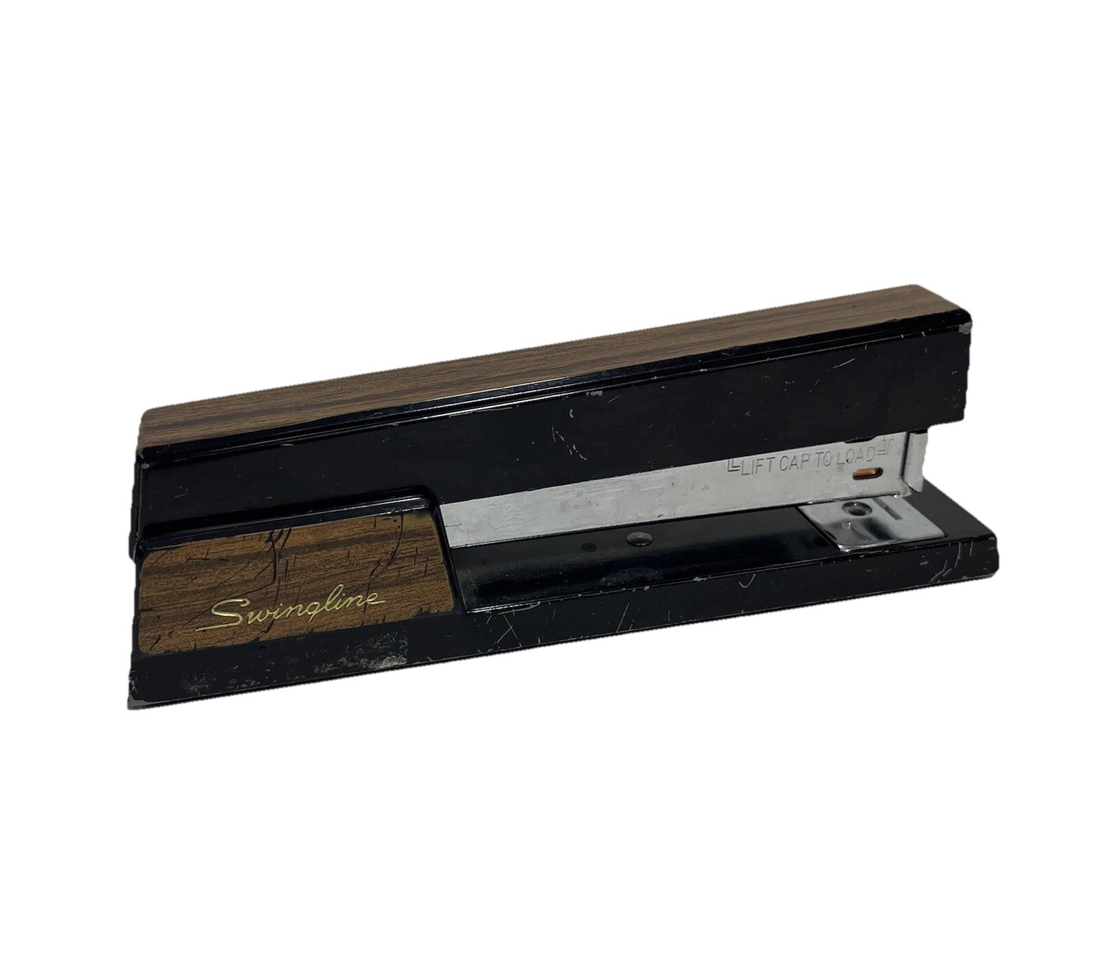 Vintage Swingline 767 Brown Wood Grain Black Metal Stapler Made in USA Retro