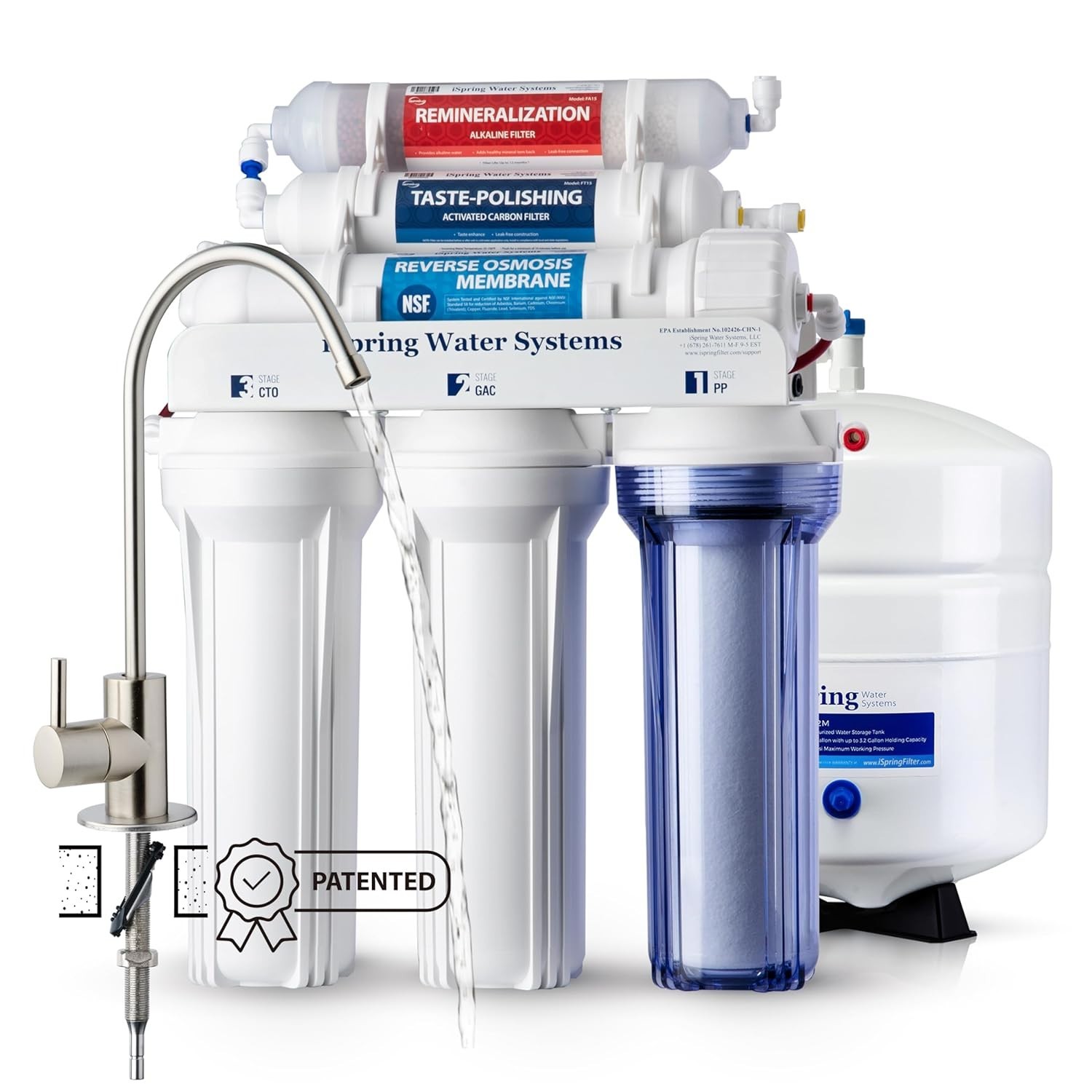 RCC7AK NSF Certified, 75 GPD, Alkaline 6-Stage Reverse Osmosis System, pH+