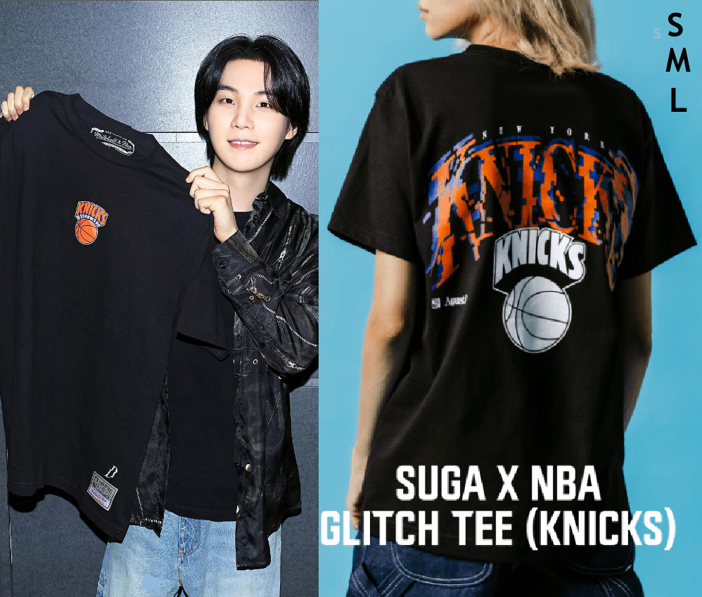 BTS SUGA x NBA GLITCH T-SHIRT (KNICKS) Mitchell & Ness  * US-duty Paid