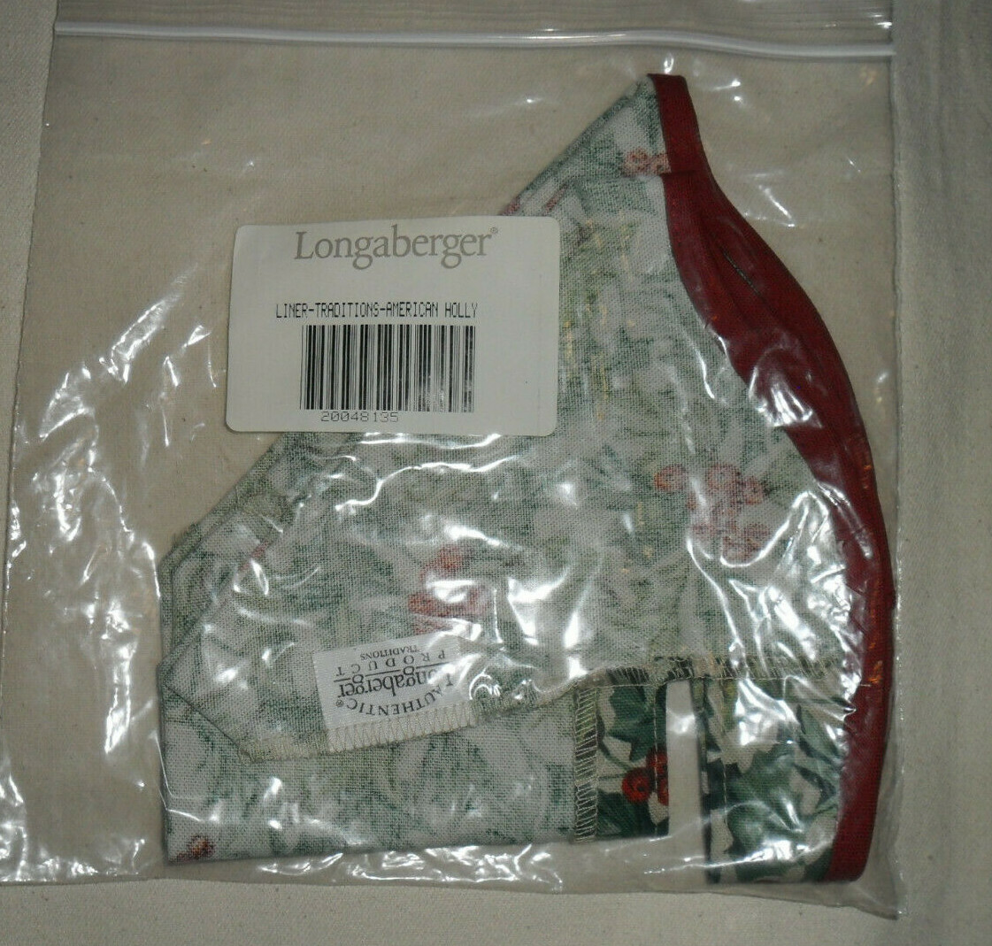 Longaberger Traditions Basket Fabric Liner in American Holly #20048135 NEW