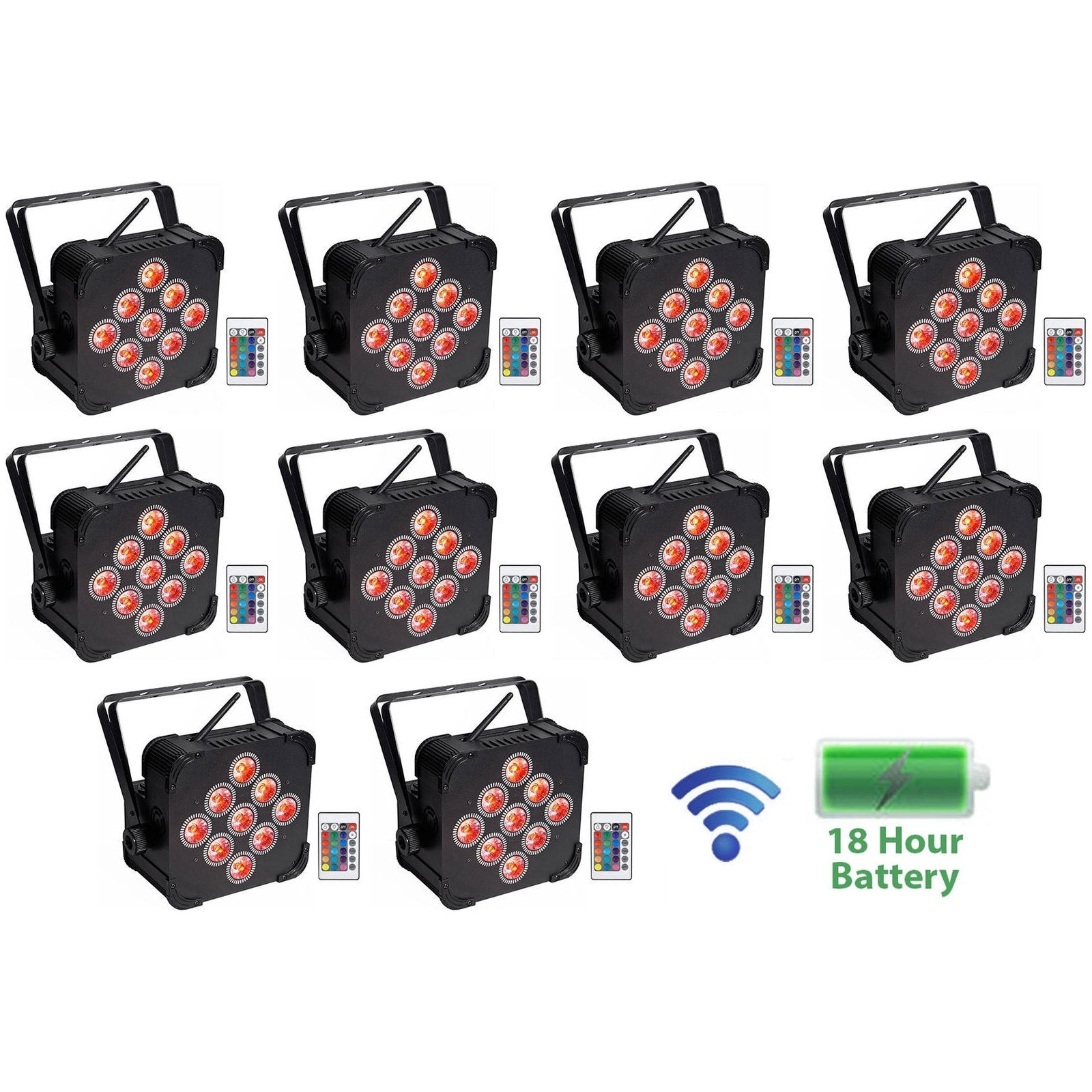 10) Rockville BEST PAR 60 Rechargeable Par Can Wash Lights Wireless DMX+RGBWA+UV