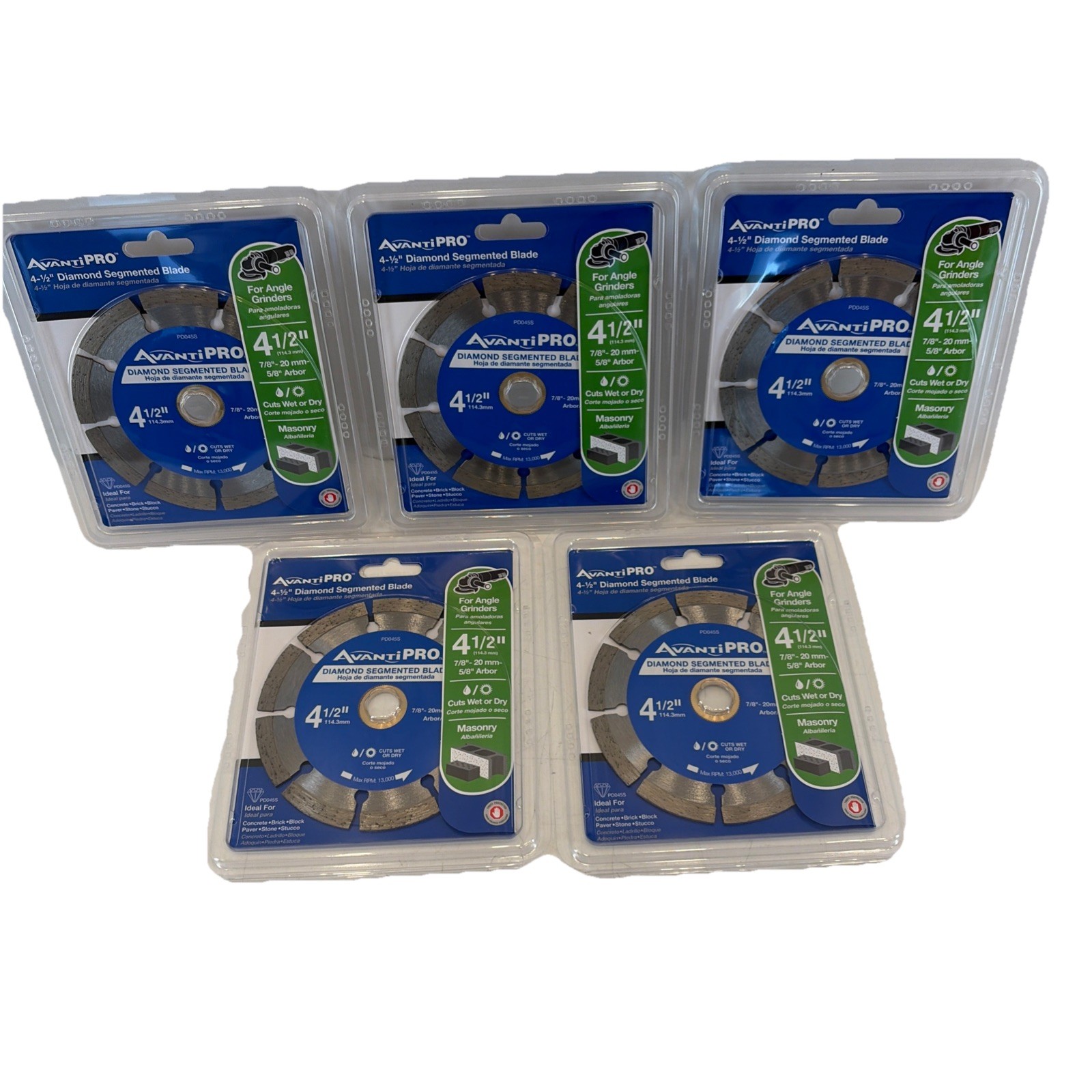 Lot Of 5 Avanti Pro 4.5 in. Segmented Diamond Masonry Blade For Grinders Wet Dry